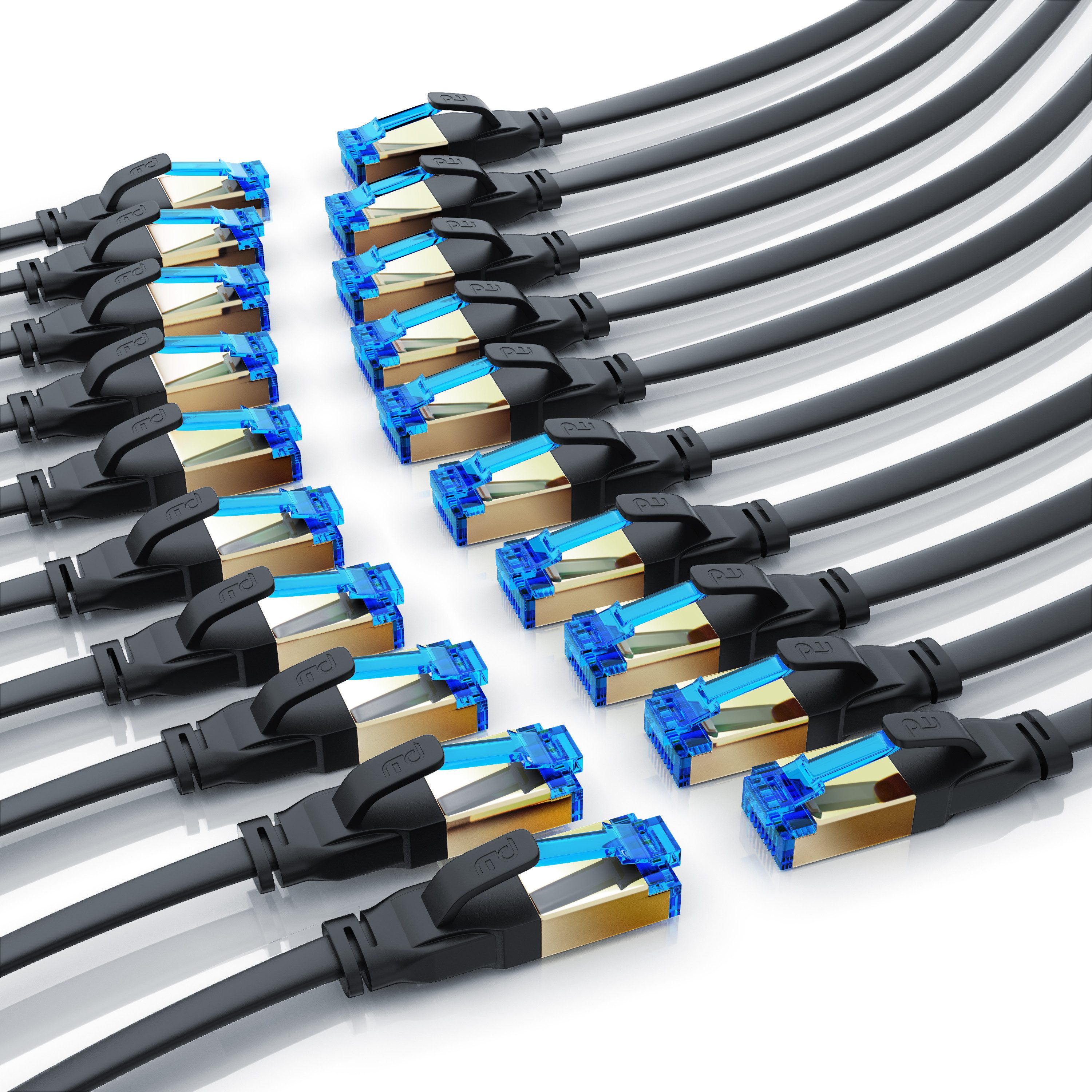 Primewire LAN-Kabel, CAT.8, RJ-45 (Ethernet) (100 cm), Patchkabel flach CAT 8, Gigabit Flachband Netzwerkkabel 40 Gbit/s - 1m