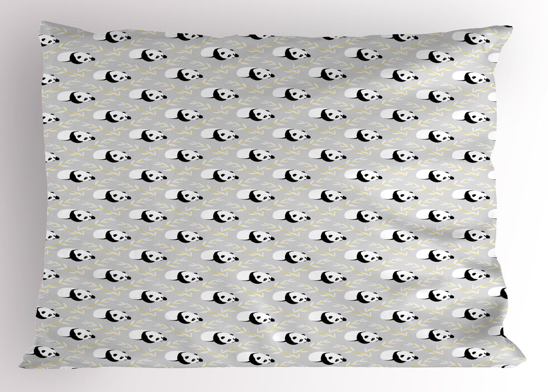 Size Abakuhaus Zweige Panda Standard Dekorativer Kissenbezüge Cartoon-Tier (1 Kissenbezug, belaubte Gedruckter Stück), King