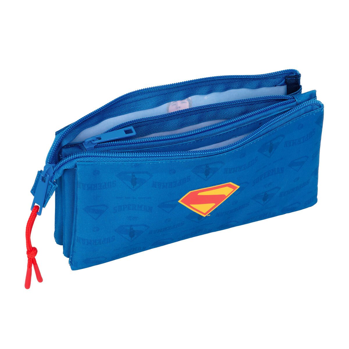 Superman Federtasche Stifteetui Superman Blau 22x12cm Federmäppchen für Kinder ideal für Sc
