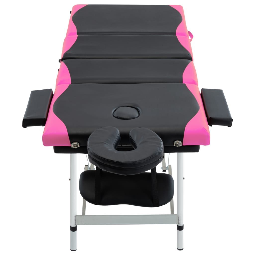 vidaXL Massageliege Massageliege Klappbar 4-Zonen Aluminiumgestell Schwarz und Rosa