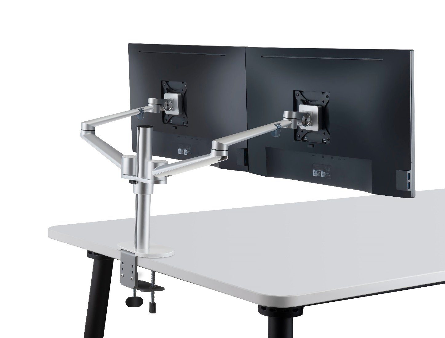 Steelboxx Aluminium Monitor Schwenkarm Halter Tisch Halterun Monitor- Halterung, Montage gemäß VESA Standard mit 75x75mm und 100x100mm Lochabstand