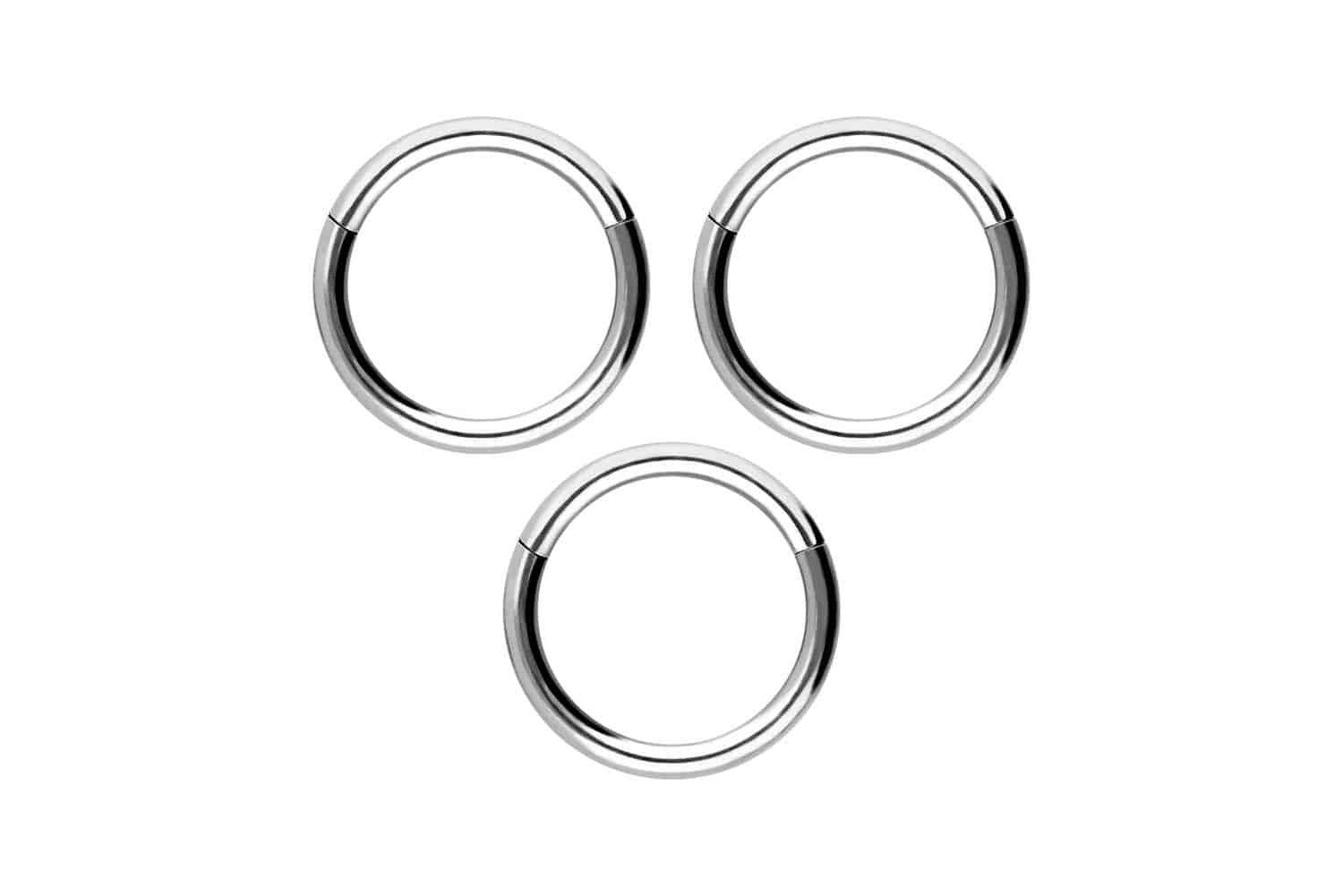 PIERCINGLINE Nasenpiercing SET Chirurgenstahl Segmentring Clicker Ohrpiercing Septum Nase (Clicker, 3er SET), Ohrpiercing für Conch, Helix, Tragus, Daith, Lobe