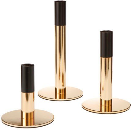 3 Kerzenhalter Höhen aus in Metall, unterschiedlichen Goebel "Golden (Set, Black" St), Stabkerzenhalter
