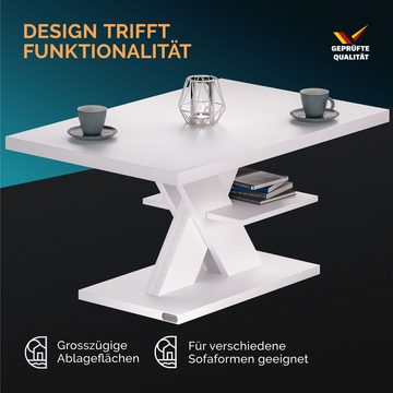 Casaria Couchtisch, 90x45x60cm modern 50mm Tischplatte 50kg Belastbarkeit Kratzfest Holz