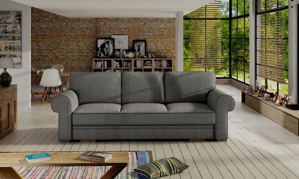 Schlaffunktion Evania Dreisitzer Sofa Grau 3-Sitzer Klassisches mit Siblo