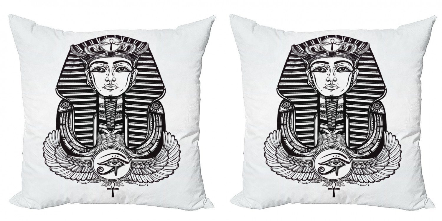 (2 Vintage ägyptisch Kissenbezüge Accent Digitaldruck, Pharao Modern Tattoo Abakuhaus Stück), Doppelseitiger
