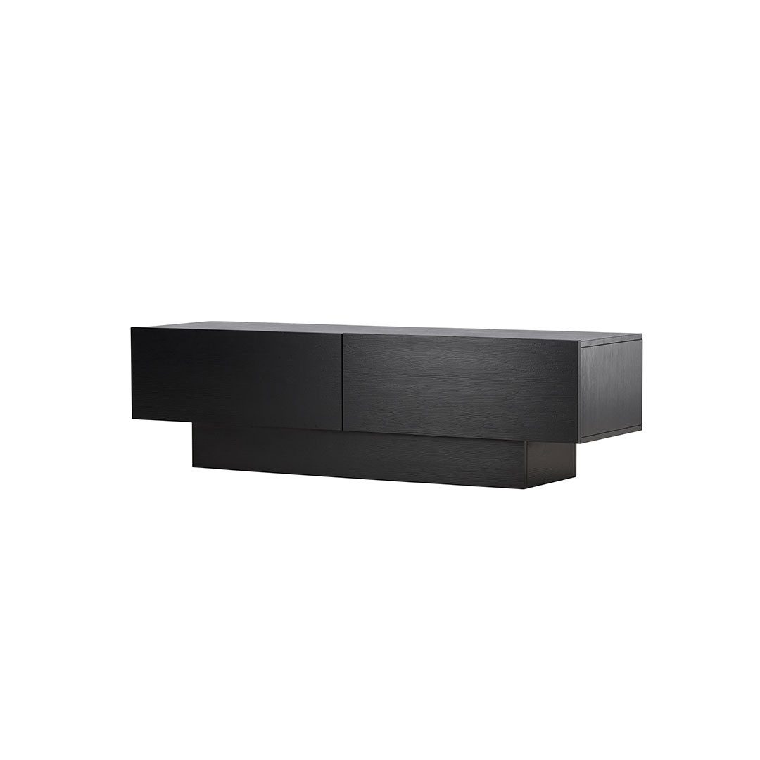 Venture Home TV-Bank Cuenca TV Tisch 2 Klapptüren schwarz.