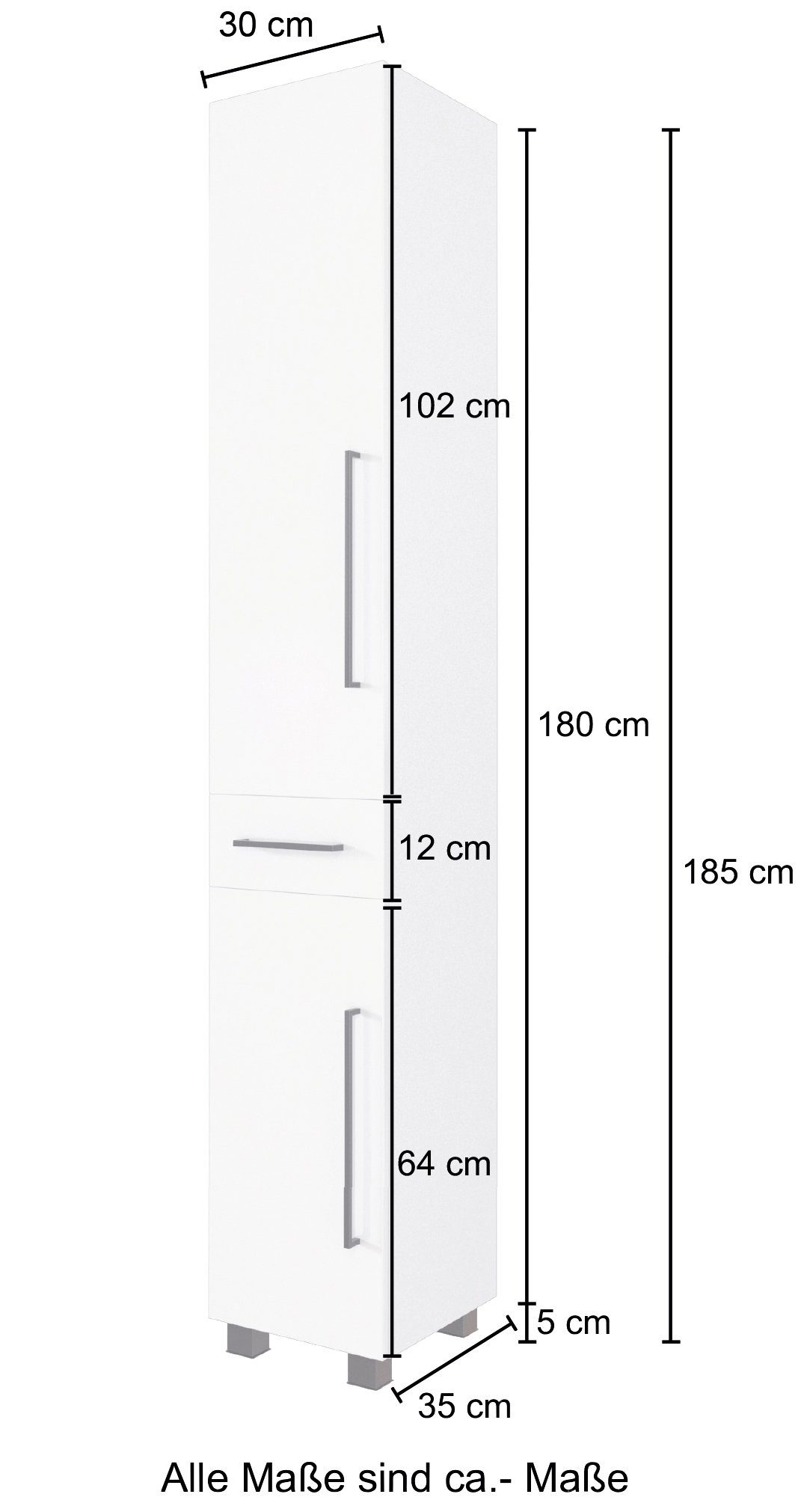 Breite Luena Metall-Auszug MÖBEL und Seitenschrank HELD mit 30 cm, Softclose-Funktion