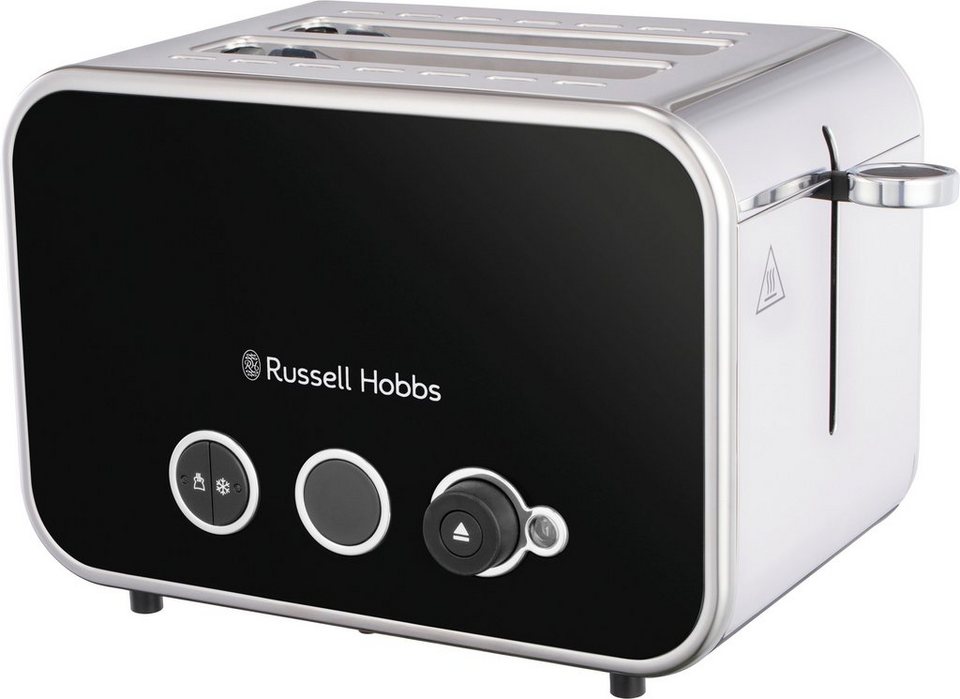 RUSSELL HOBBS Toaster Distinctions Schwarz 26430-56, 2 kurze Schlitze, für 2  Scheiben, 1600 W, Brötchenaufsatz, Krümelschublade, 1.600 Watt