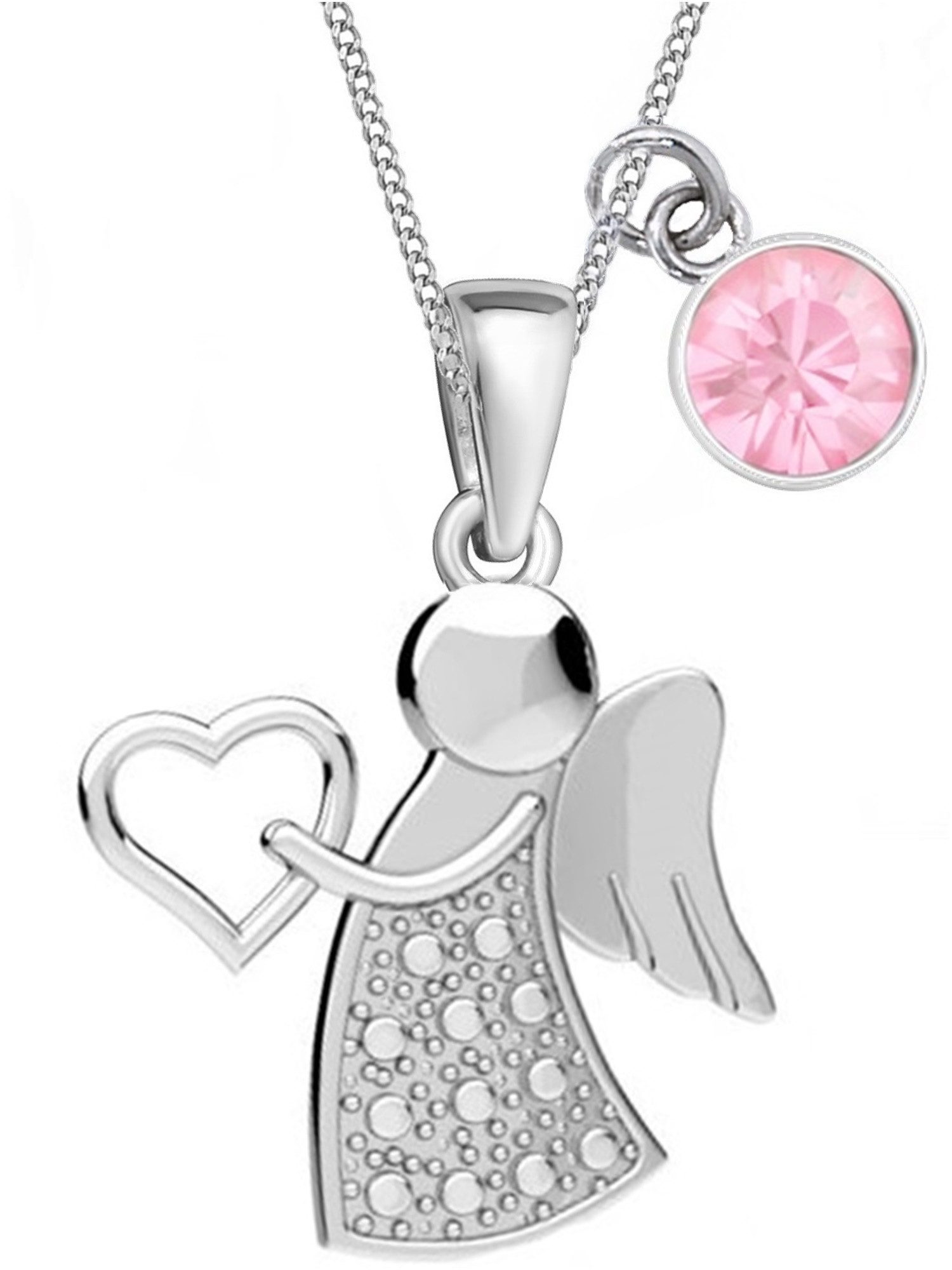 Kette mit Anhänger Schutzengel Anhänger mit 38cm Kette 925 Silber mit Zirkonia Rosa