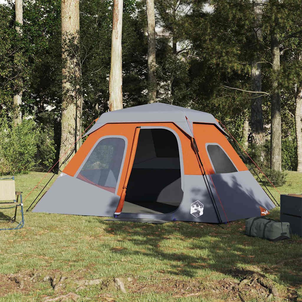 Faltzelt Familienzelt Campingzelt 344x282x192 cm Grau-Orange