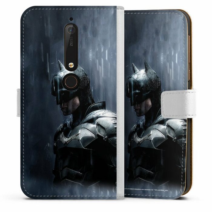 DeinDesign Handyhülle Batman Superheld Fledermaus Batman Grey Nokia 6.1 Hülle Handy Flip Case Wallet Cover Handytasche Leder