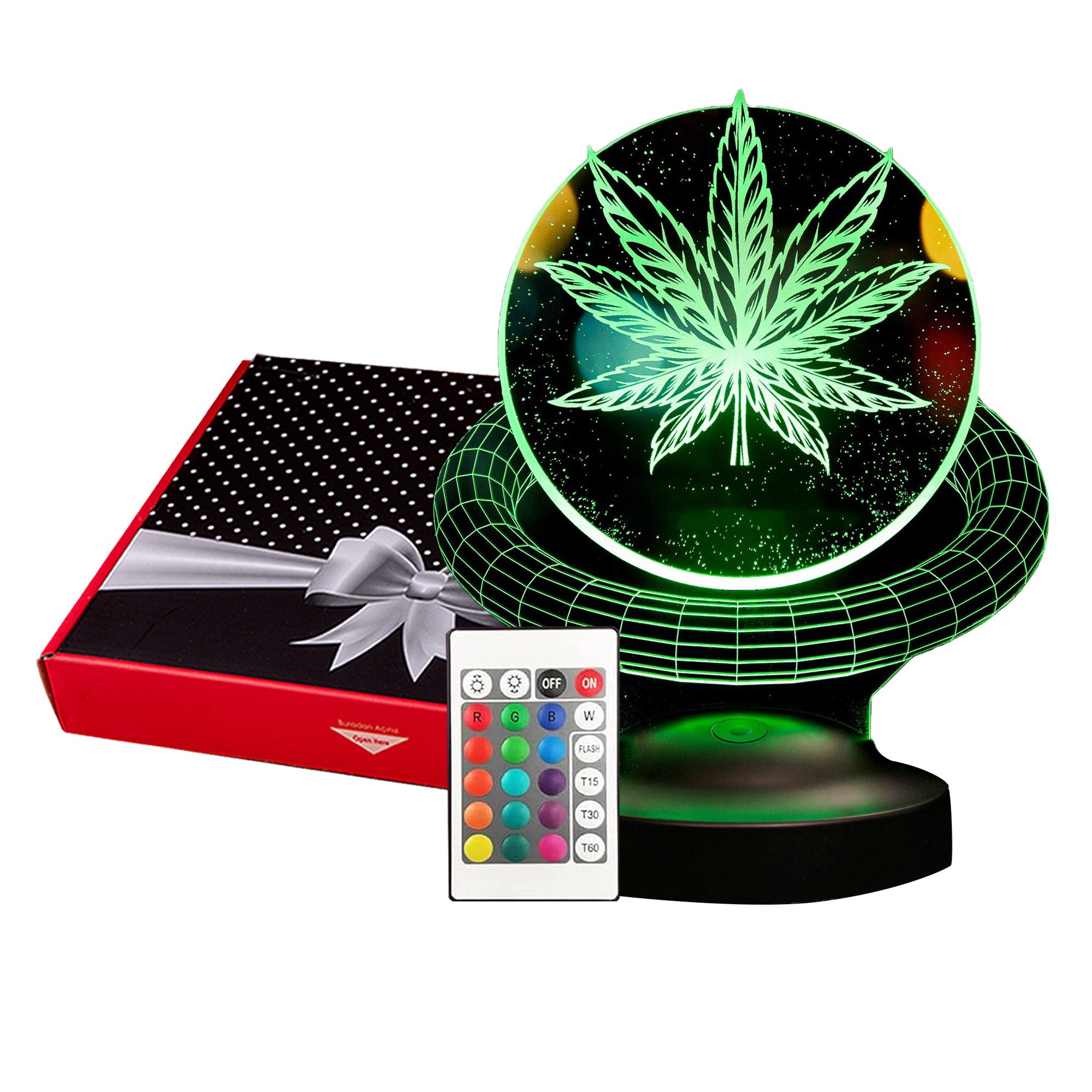 Geschenkelampe LED Nachttischlampe Cannabis Baum 3D günstig online kaufen