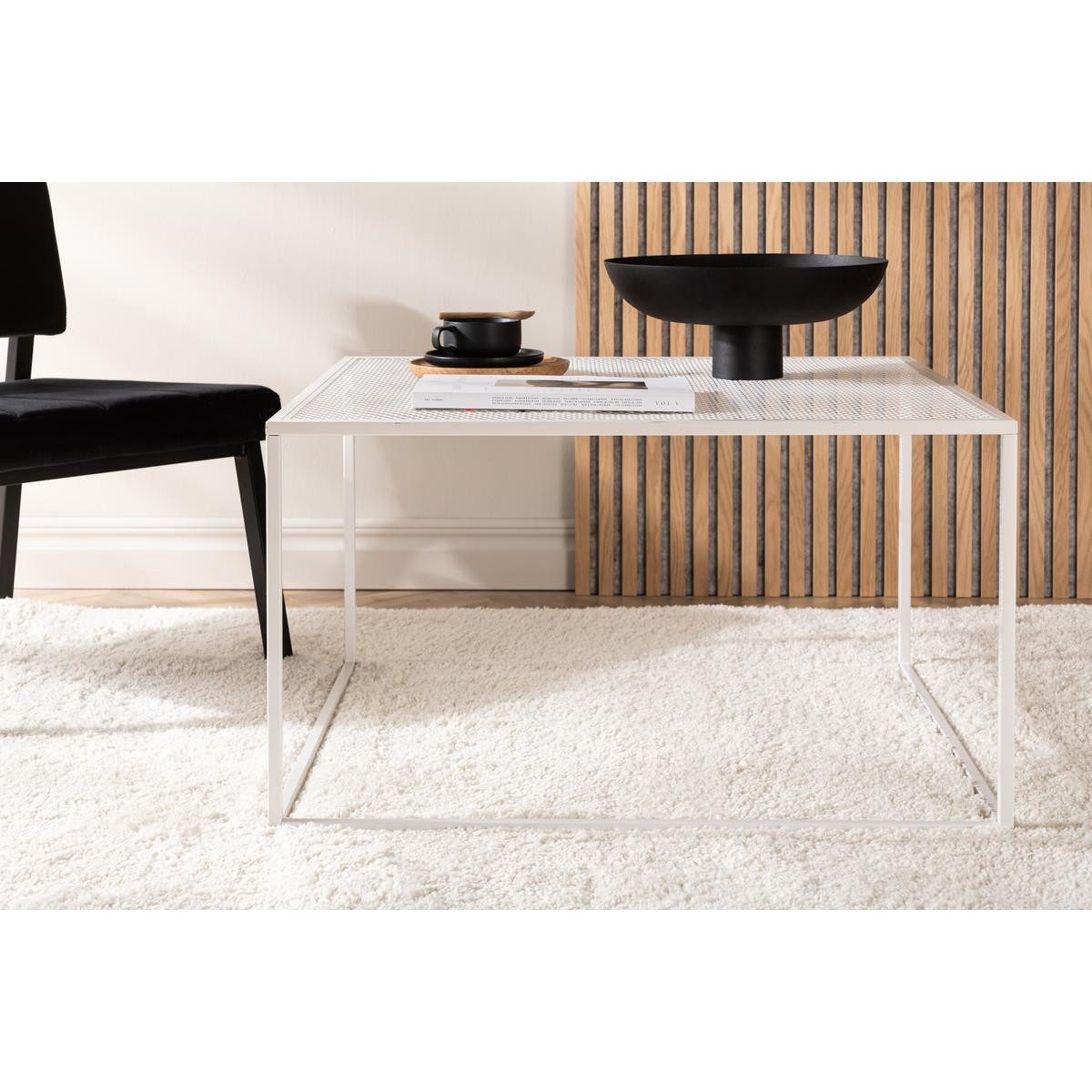 Couchtisch NETZ Beistelltisch 80x80cm weiß - modernes Design