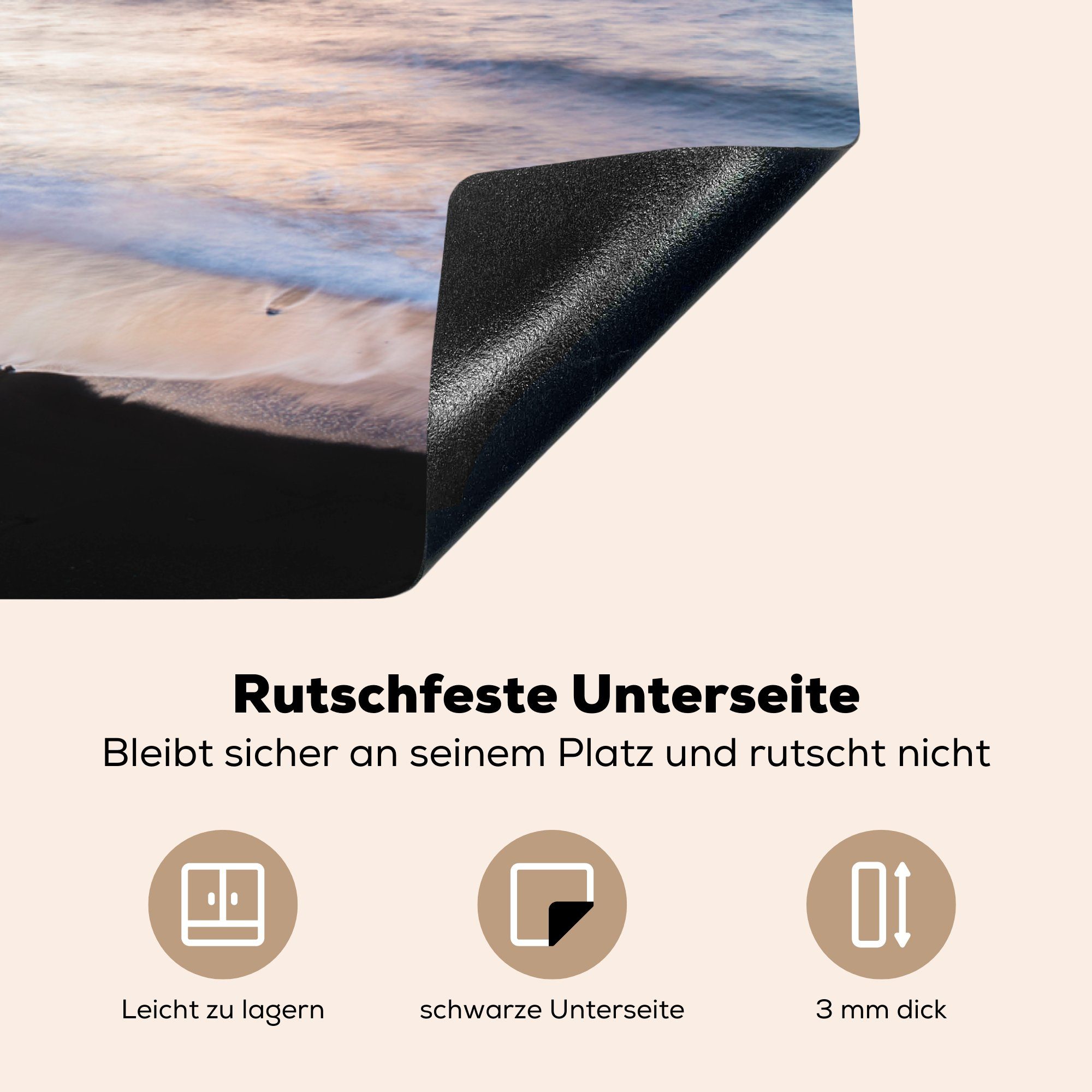 tlg), Herdblende-/Abdeckplatte Ceranfeldabdeckung - - cm, MuchoWow für die (1 Induktionskochfeld Strand 81x52 Farben, küche, Sonne Vinyl, Schutz