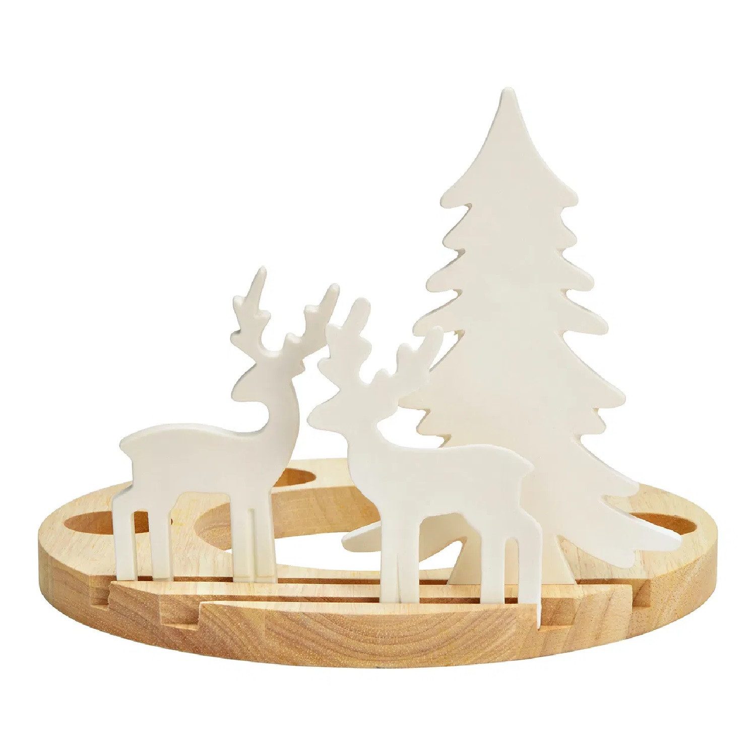 G. Wurm Adventskranz Baum/Hirsch Porzellan/Holz 10043349