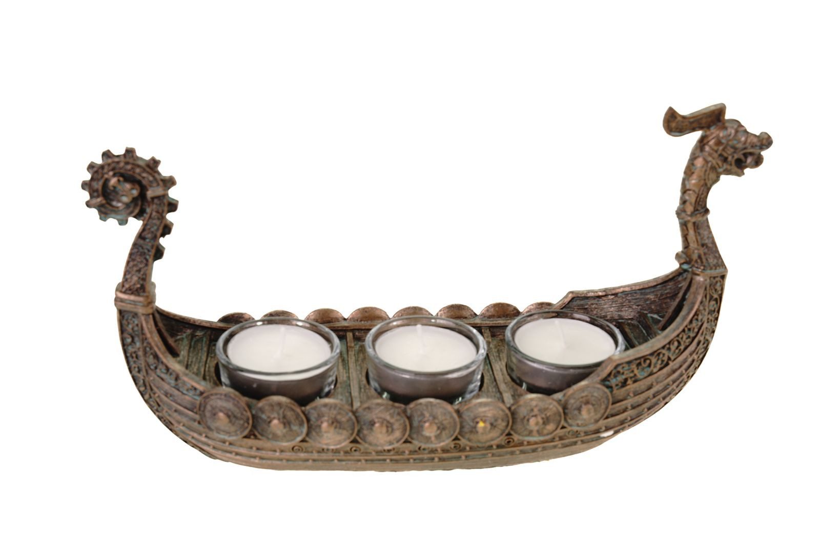 Vogler Teelichthalter Drakar Wikinger Schiff mit 3 Teelichter Wikinger Deko günstig online kaufen
