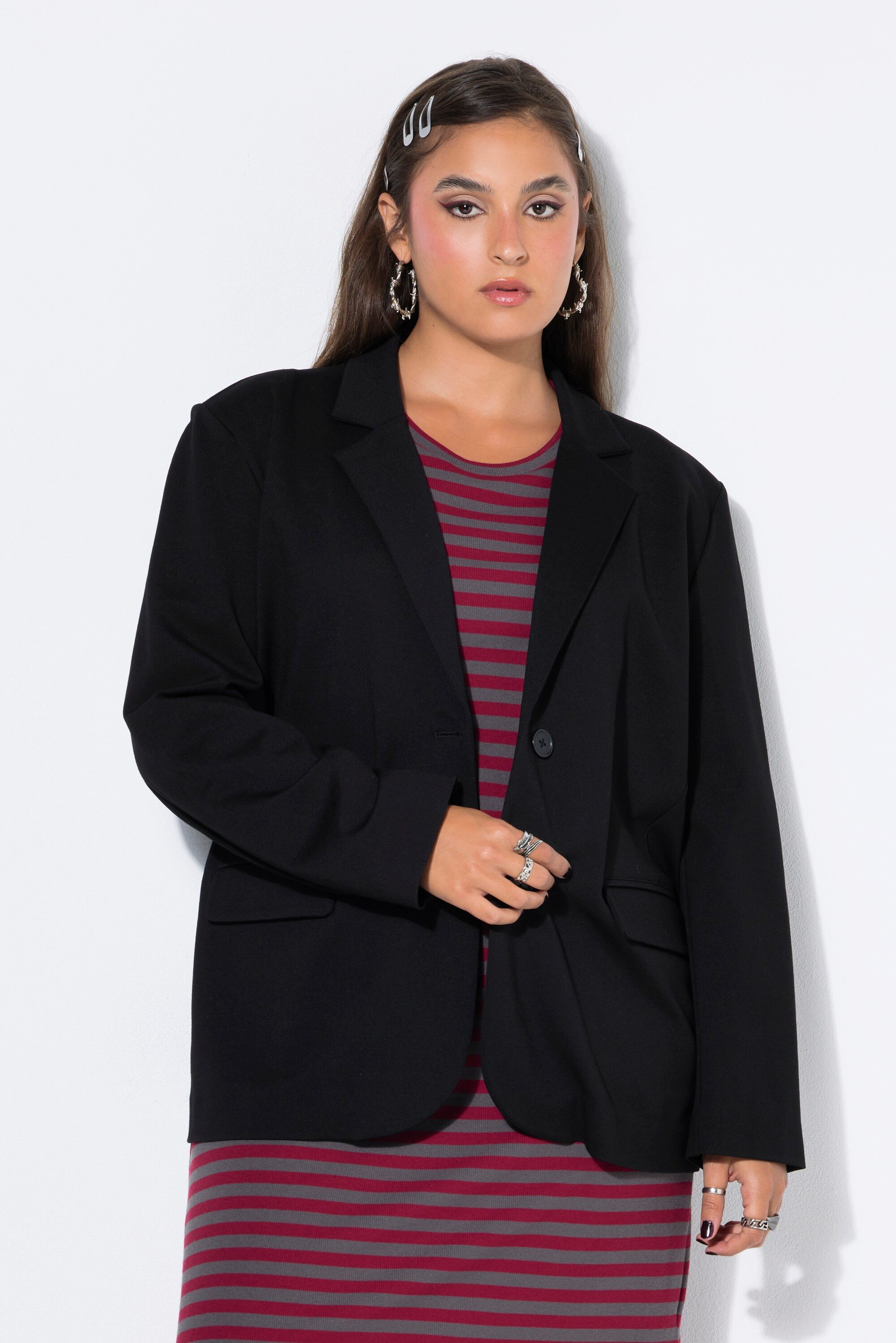 Studio Untold Blusenblazer Puntoblazer oversized Punto-di-Roma Jersey
