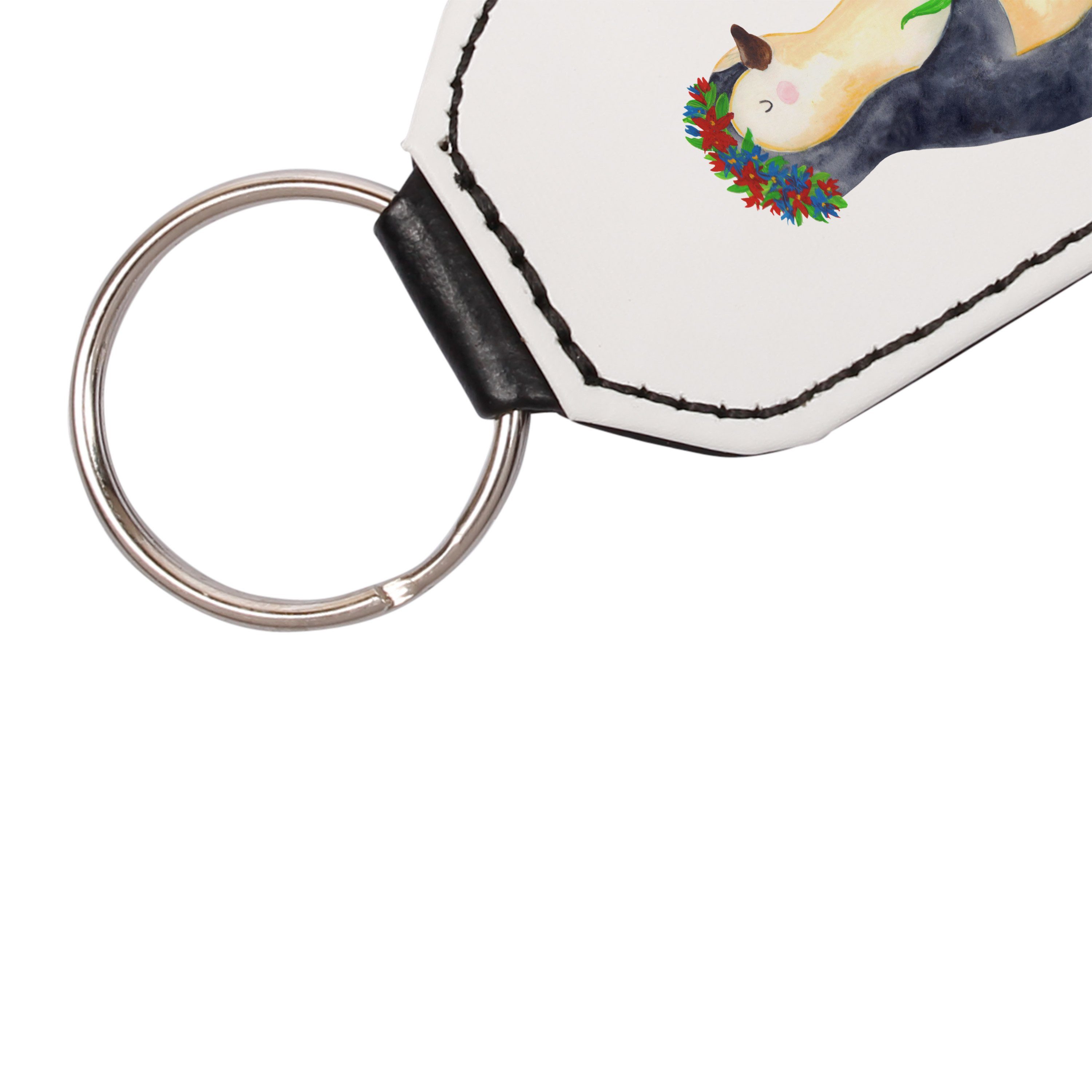 Selbstliebe, Anhänger, - - Taschen Panda Geschenk, Blumenkranz (1-tlg) Pinguin Mrs. Mr. & Schlüsselanhänger Weiß