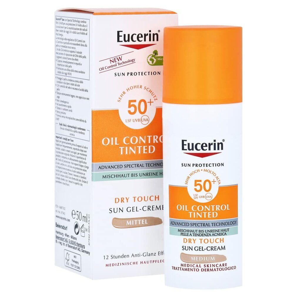 Eucerin Sonnenschutzpflege Sun Oil Control Tinted SPF 50+ (Sun Gel-Cream) 50ml - Shade: Medium