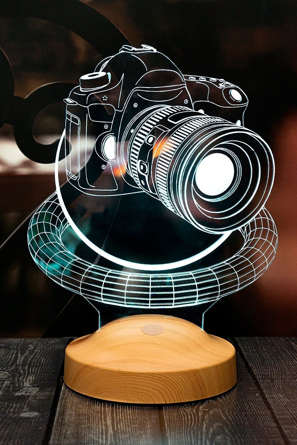Geschenkelampe LED Nachttischlampe Fotokamera 3D Illusionslampe Nachtlicht Geschenk für Fotografen, Leuchte 7 Farben fest integriert, Freunde, Geschenk für Berufseinstieg