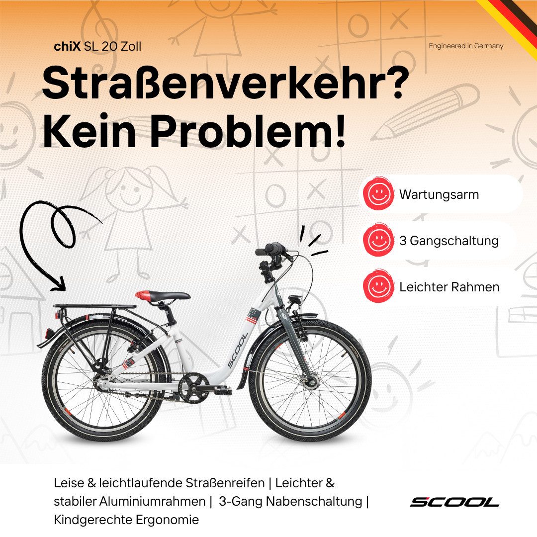 S’COOL Kinderfahrrad chiX SL, 3 Gang, 20 Zoll