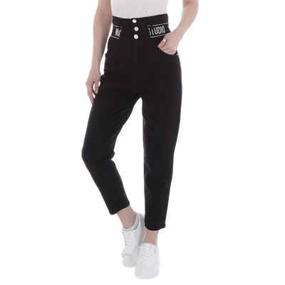 Ital-Design High-waist-Jeans Damen Freizeit Stretch High Waist Jeans in Schwarz