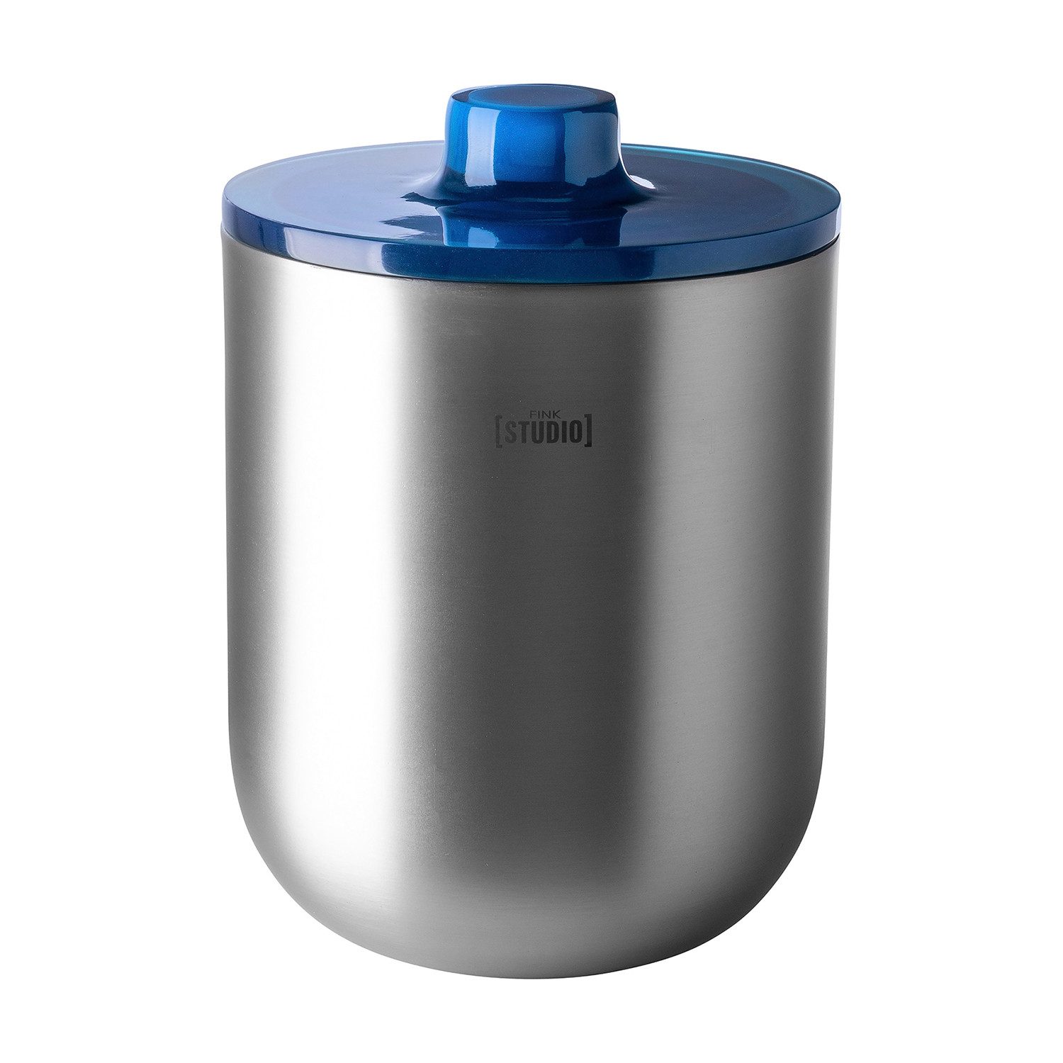 Fink Studio Eiseimer ICE LOVE Eiswürfeleimer - blau-grau - Edelstahl - H. 22,9cm x Ø 17,7cm, Eiseimer Kühler - Eisbehälter & Eiswürfelfass für Partys