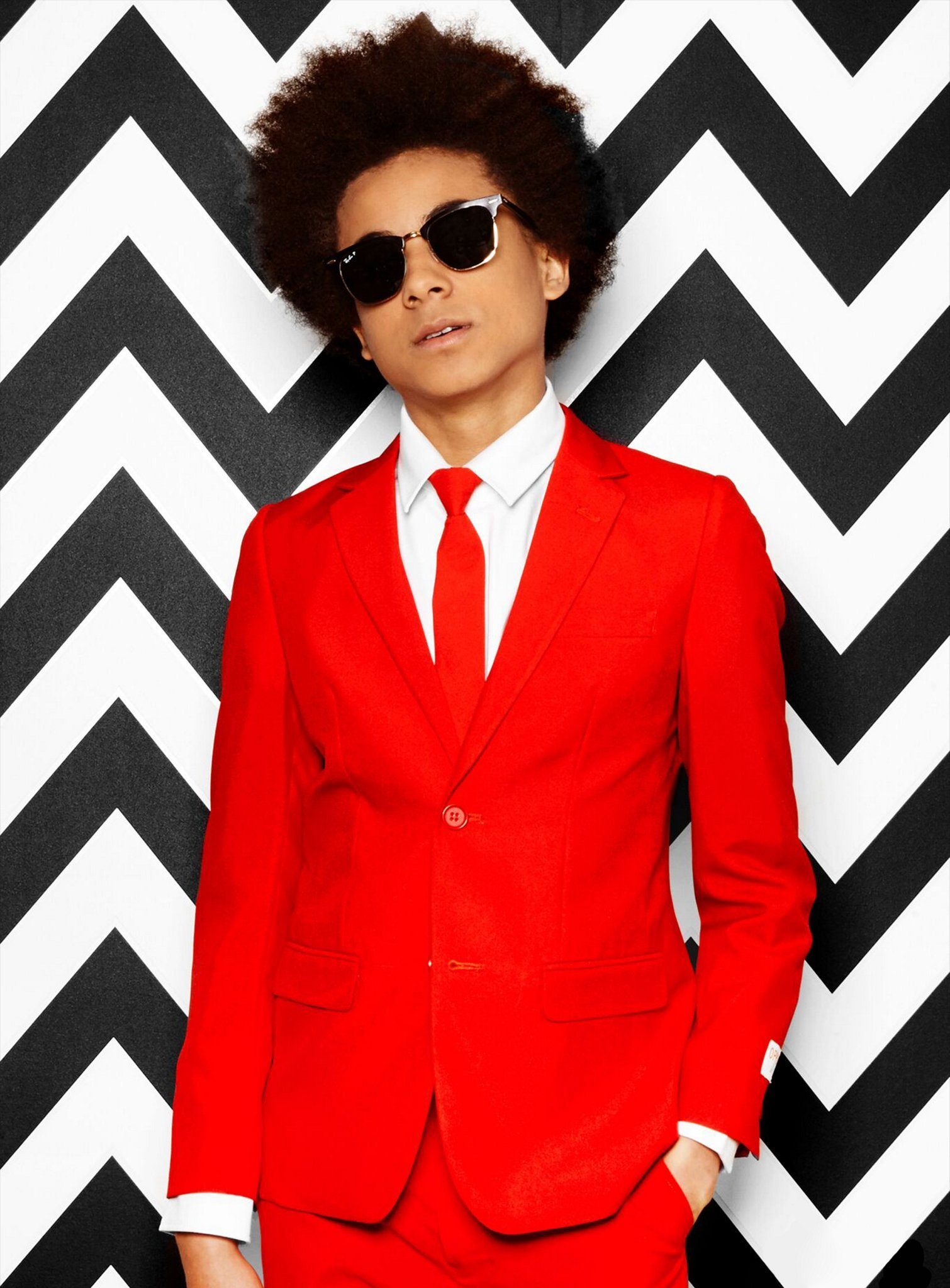 Opposuits Kinderanzug Teen Red Devil Ausgefallener Jungenanzug für Teens mit Stil