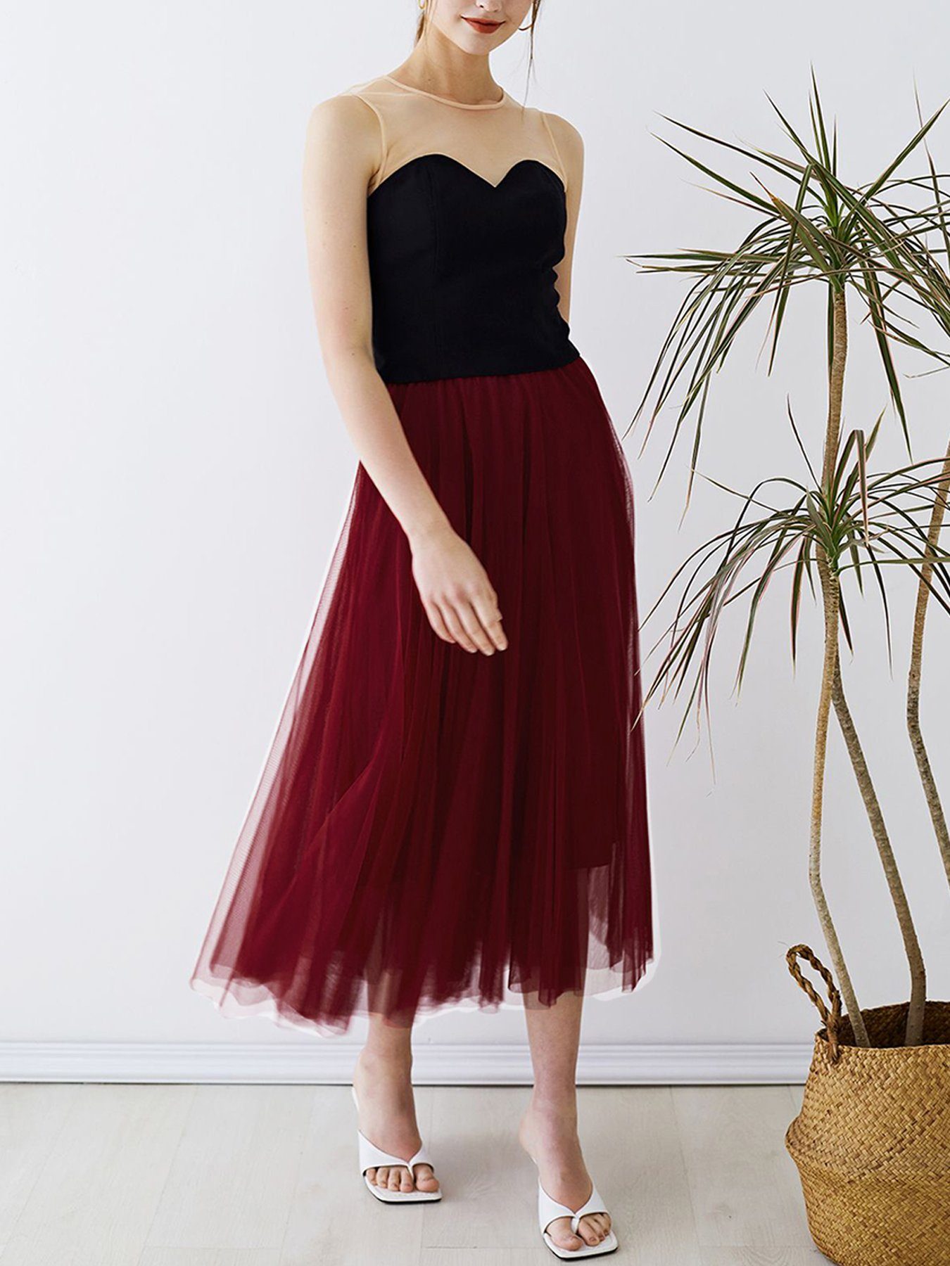 DEBAIJIA Meshrock Meshrock Damen Maxirock Sommer Elegant Lange Röcke Kleid günstig online kaufen