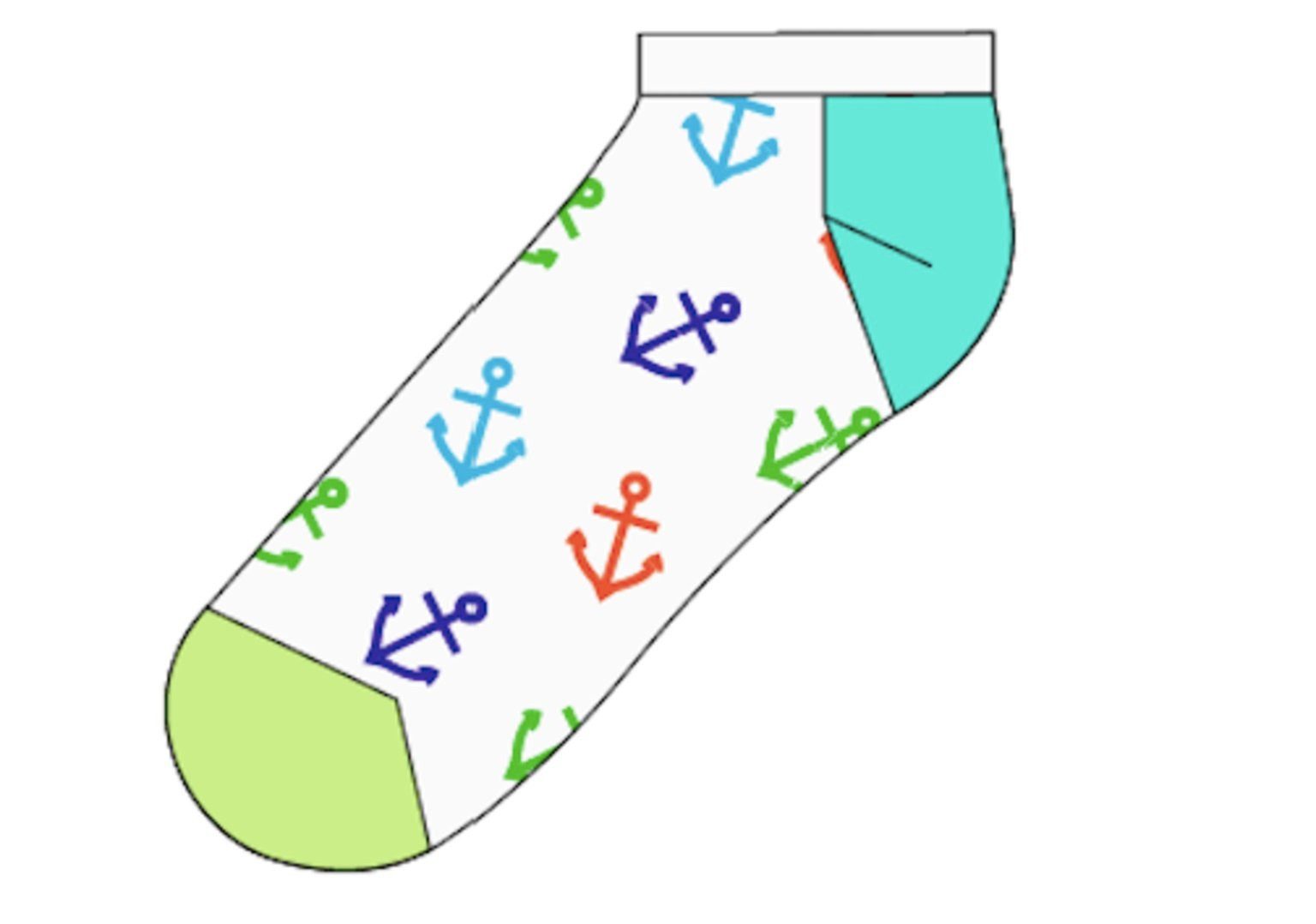 Happy Socks Socken Tagessocke Sneaker Big Anchor (Anker) weiss - 1 Paar