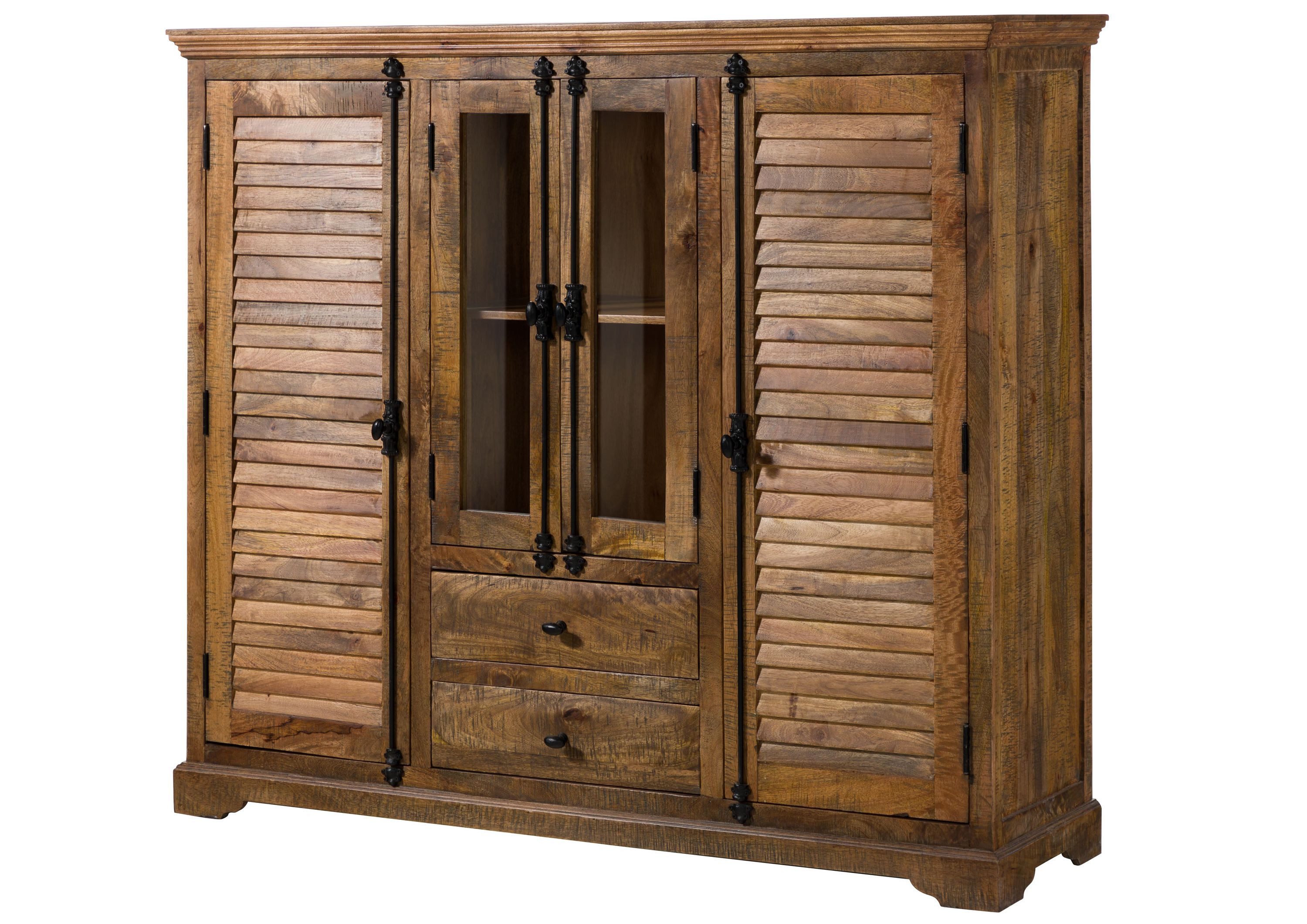 Massivmoebel24 Highboard RODEZ Mango Massivholz dunkelbraun (Massivholz montiert 76 kg RODEZ #126), Mango 160x45x140 cm (BxTxH) dunkelbraun geölt