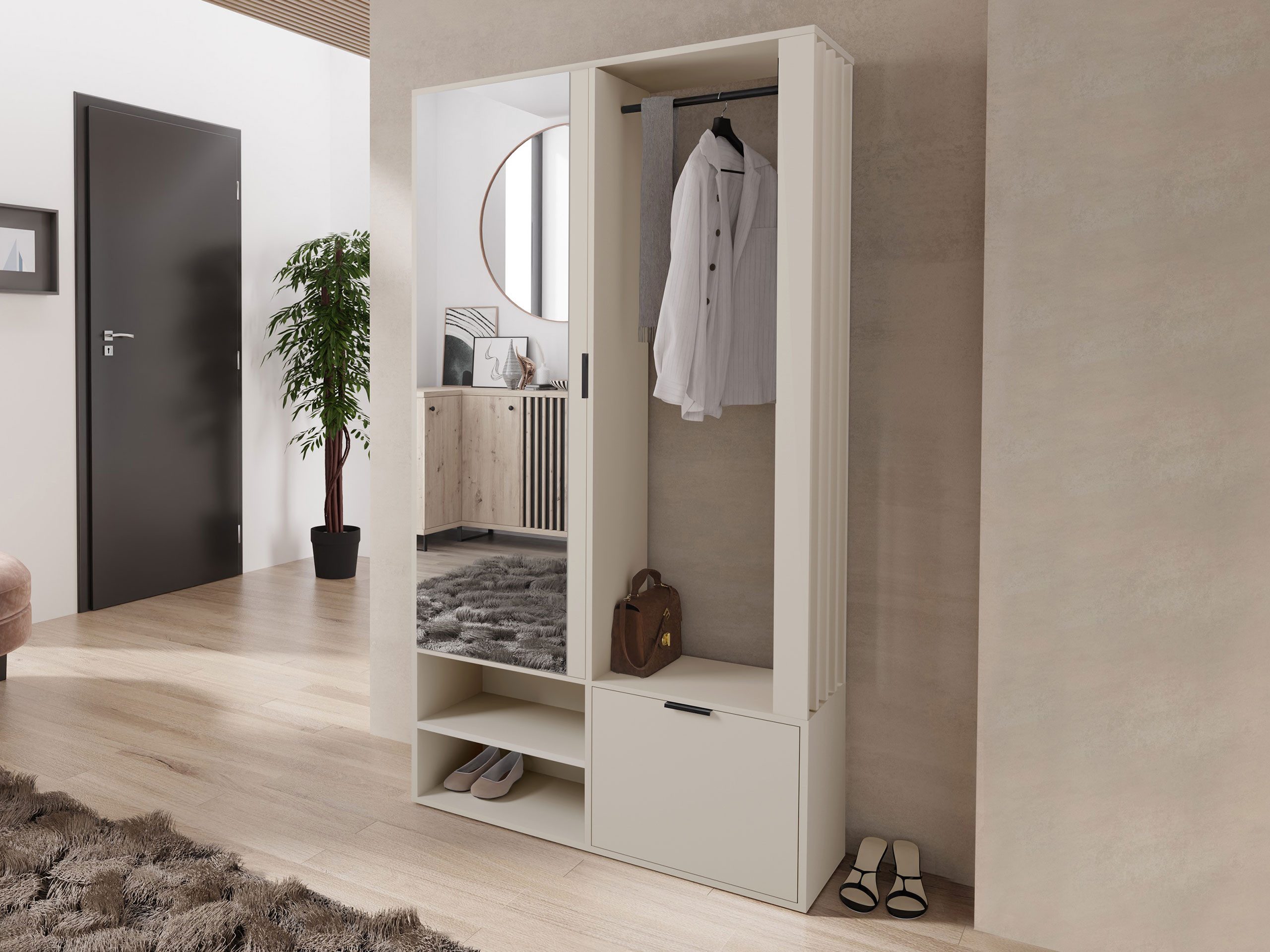 MIRJAN24 Garderoben-Set Milo, (mit Spiegel), mit Kleiderstange, Loft Stil, günstig online kaufen