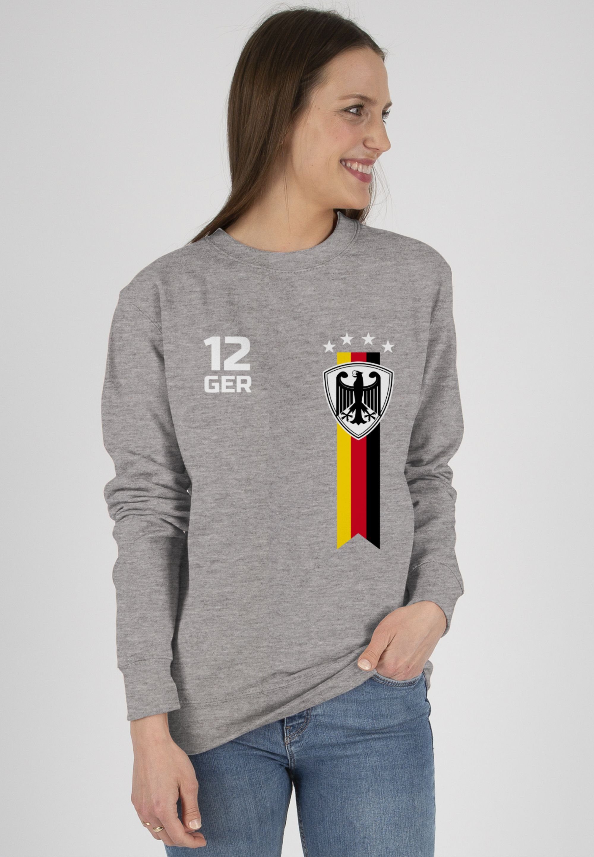 Deutschland Shirtracer (1-tlg) 2024 Sweatshirt EM WM Fan Grau 2 Fussball meliert