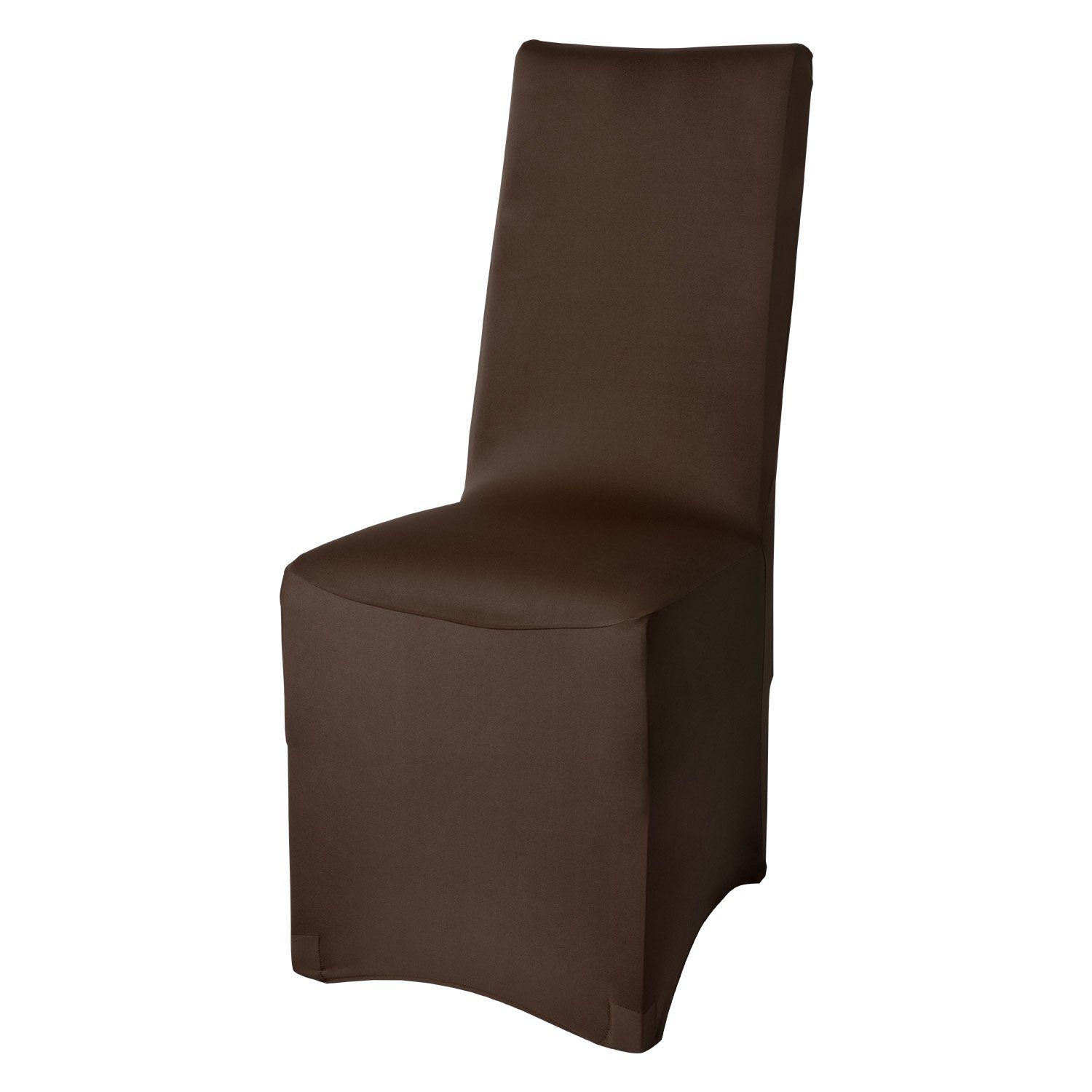 Beautissu Stuhlhusse Leona Stretch, 45x90cm, Braun, Stretchhusse, für Bankettstühle, Bügelfrei, pflegeleichter Stoff, faltenfreie Passform
