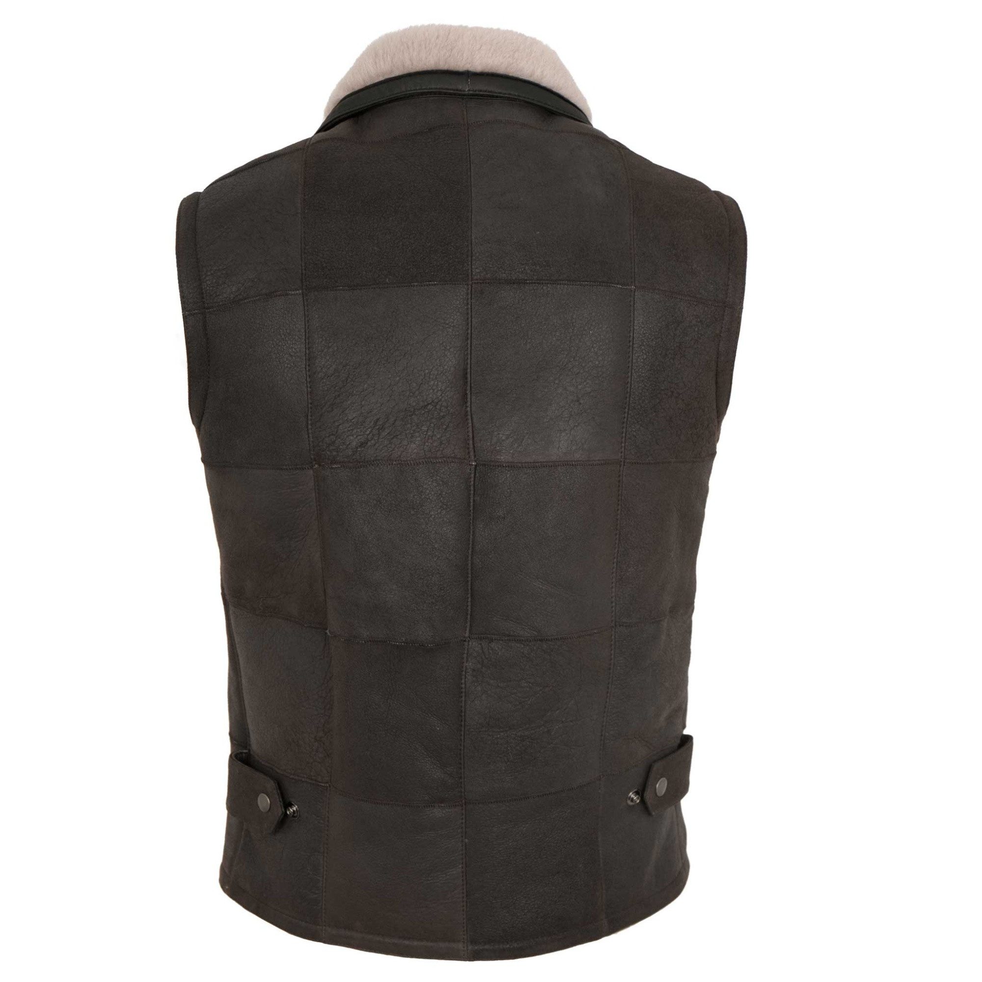 Maddox Lederweste Lanzo Maddox - Herren Lederweste Lammnubuk Lammfell braun-beige