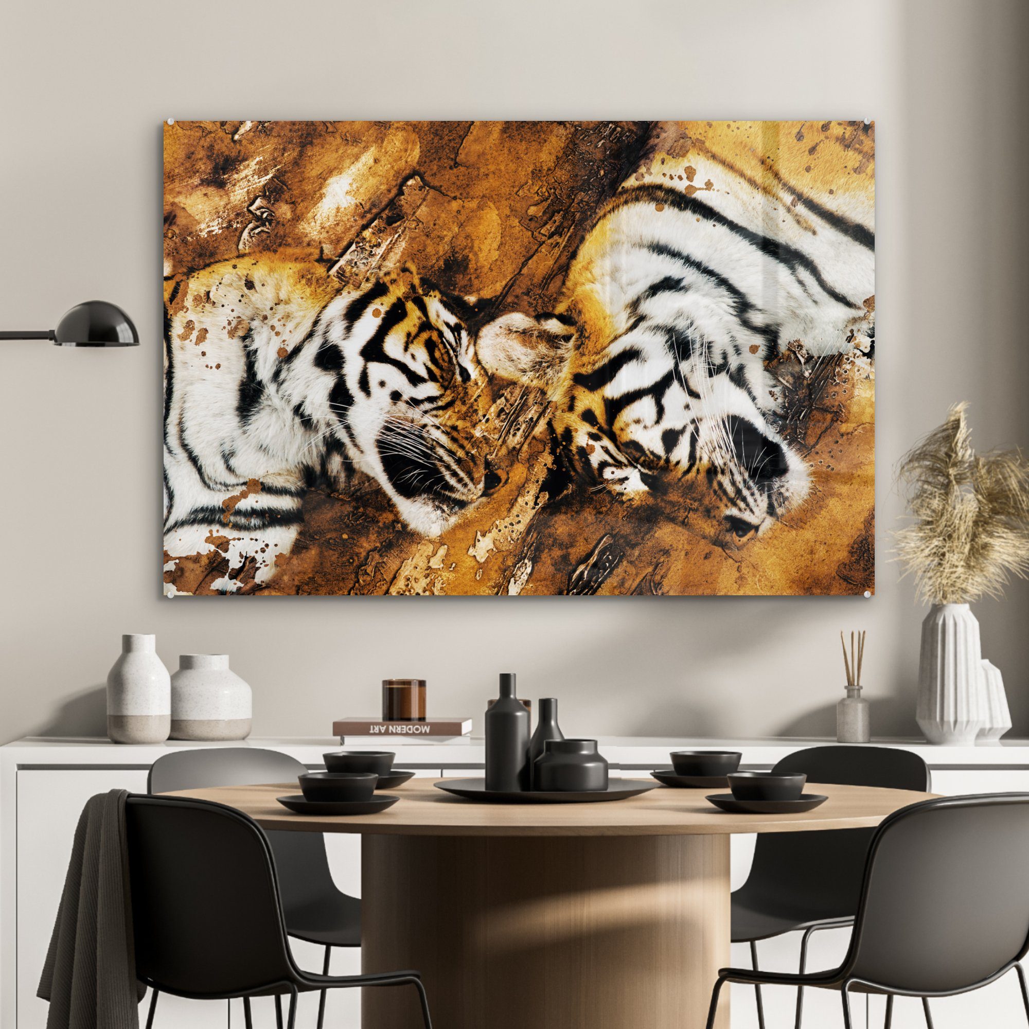 Baum MuchoWow Natur, Tiger Schlafzimmer Acrylglasbilder - & - St), Acrylglasbild Wohnzimmer (1