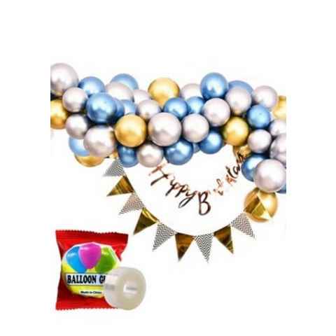 Montegoni Aufblasbares Partyzubehör Geburtstag Ballonbogen Kit Chrom Metallic Ballon, 64 Teilig Set: Girlande, Zahlen, Stern, Runde Luftballons usw.