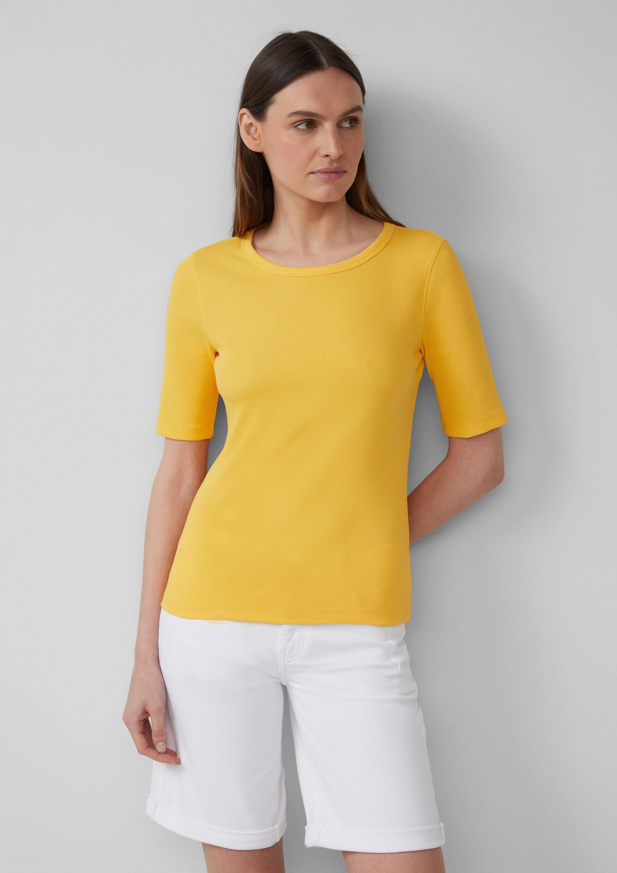 s.Oliver Kurzarmshirt T-Shirt Geripptes T-Shirt im Slim Fit aus Baumwollmix günstig online kaufen