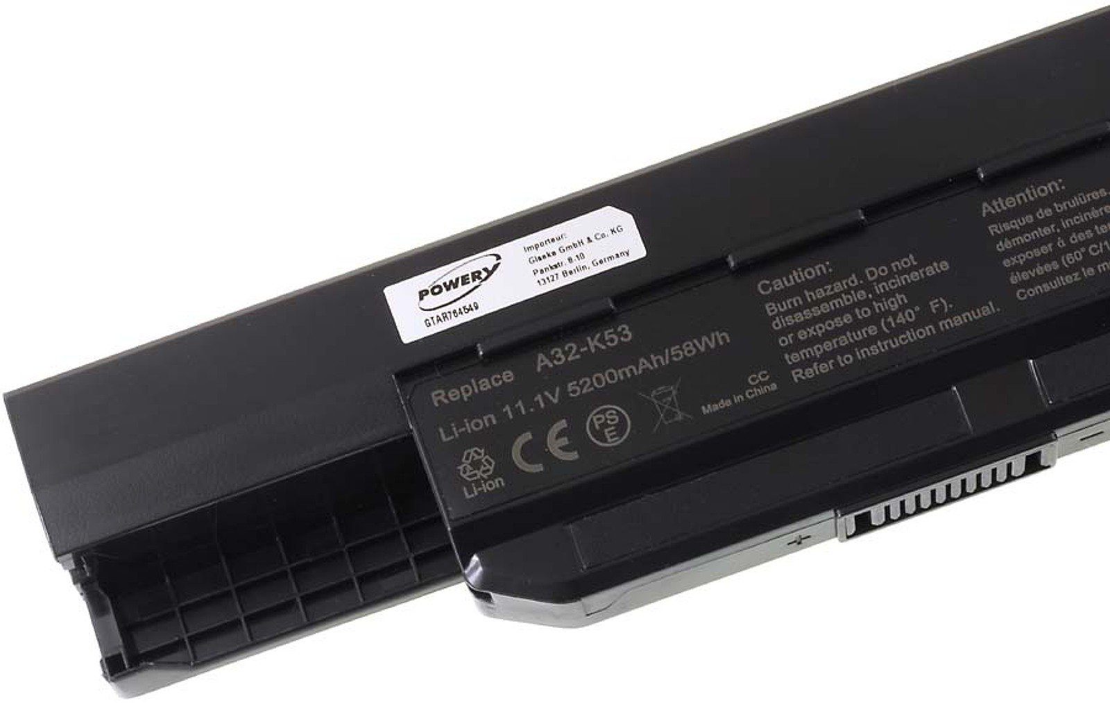 Powery Akku für Asus Laptop-Akku (10.8 A32-K53 Typ 5200 mAh V)