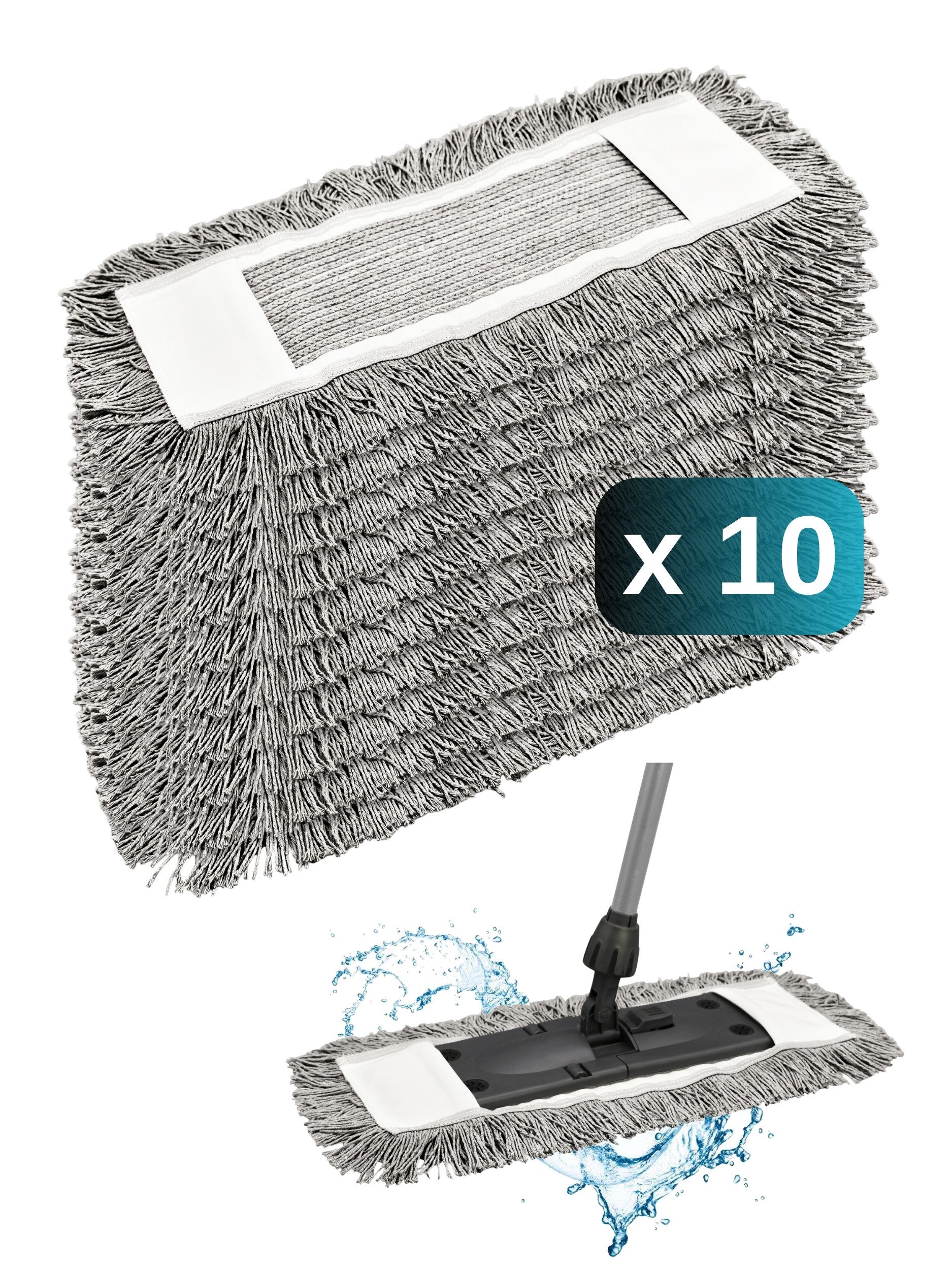 Adel Home Decor Wischmopp Premium Baumwoll-Mopp Ersatzbezug – Profi-Qualität für Ihr Zuhause, (2er-, 5er- und 10er-Sets), 40 cm, 50 cm Größe und Beige-Grau-Farboptionen