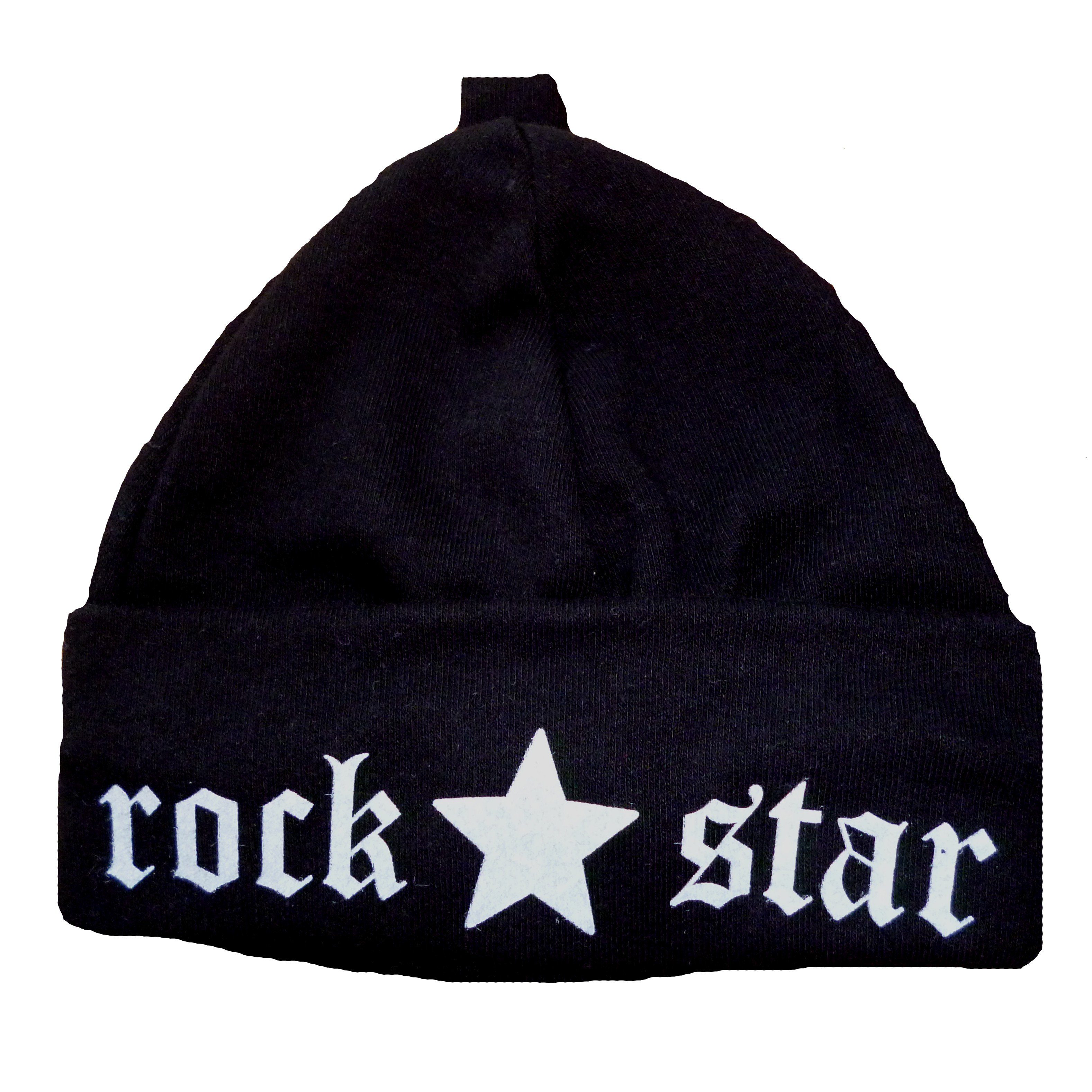 Babymajawelt Erstlingsmütze Baby Mütze ROCK STAR schwarz-weiss, Neugeborene Mütze 0-2 Mon. (1 Stück, Mütze) Erstausstattung, Geschenk zur Geburt, Fotoshooting