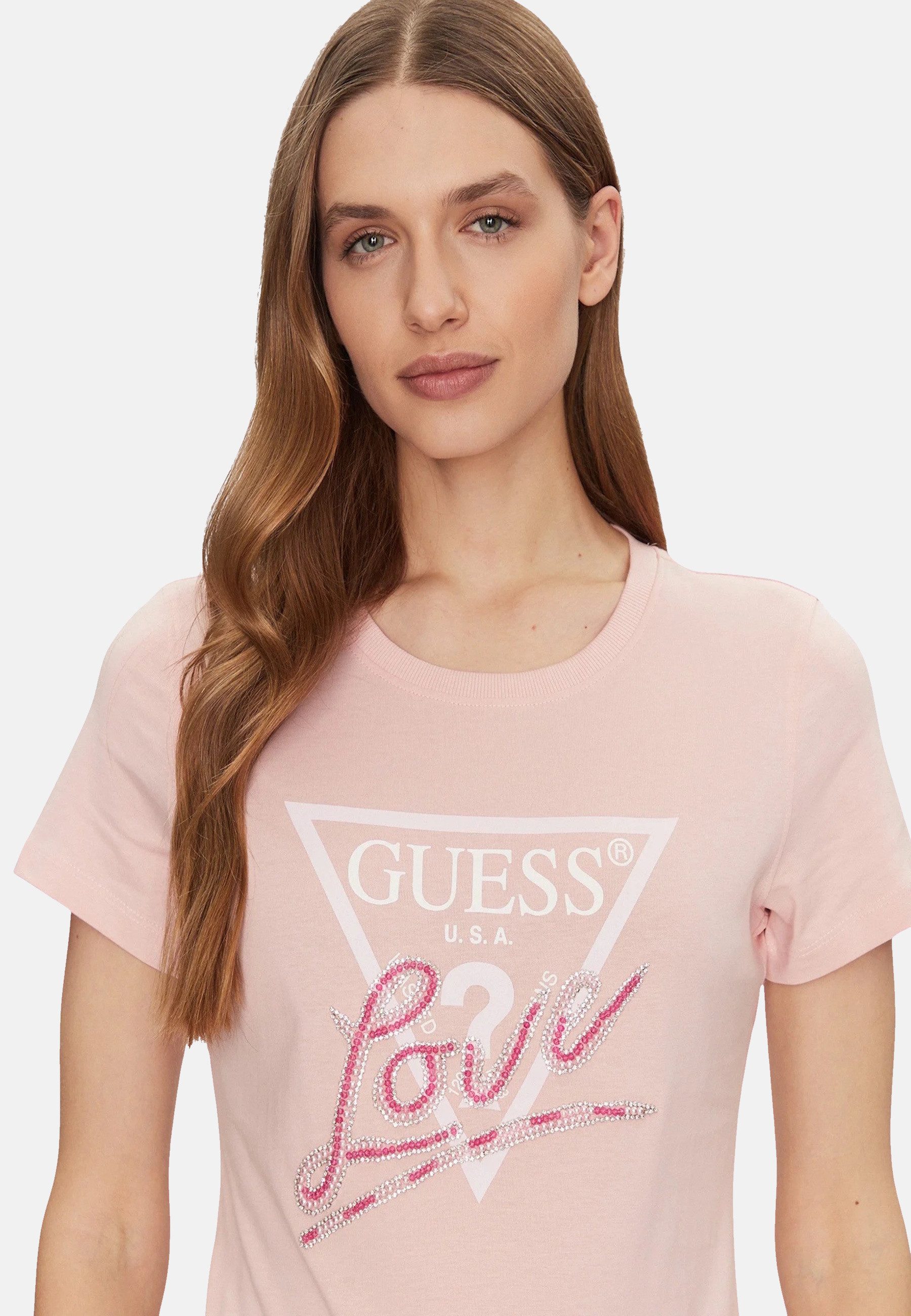 Guess T-Shirt T-Shirt LOVE TRIANGLE Kurzarmshirt (1-tlg., 1)