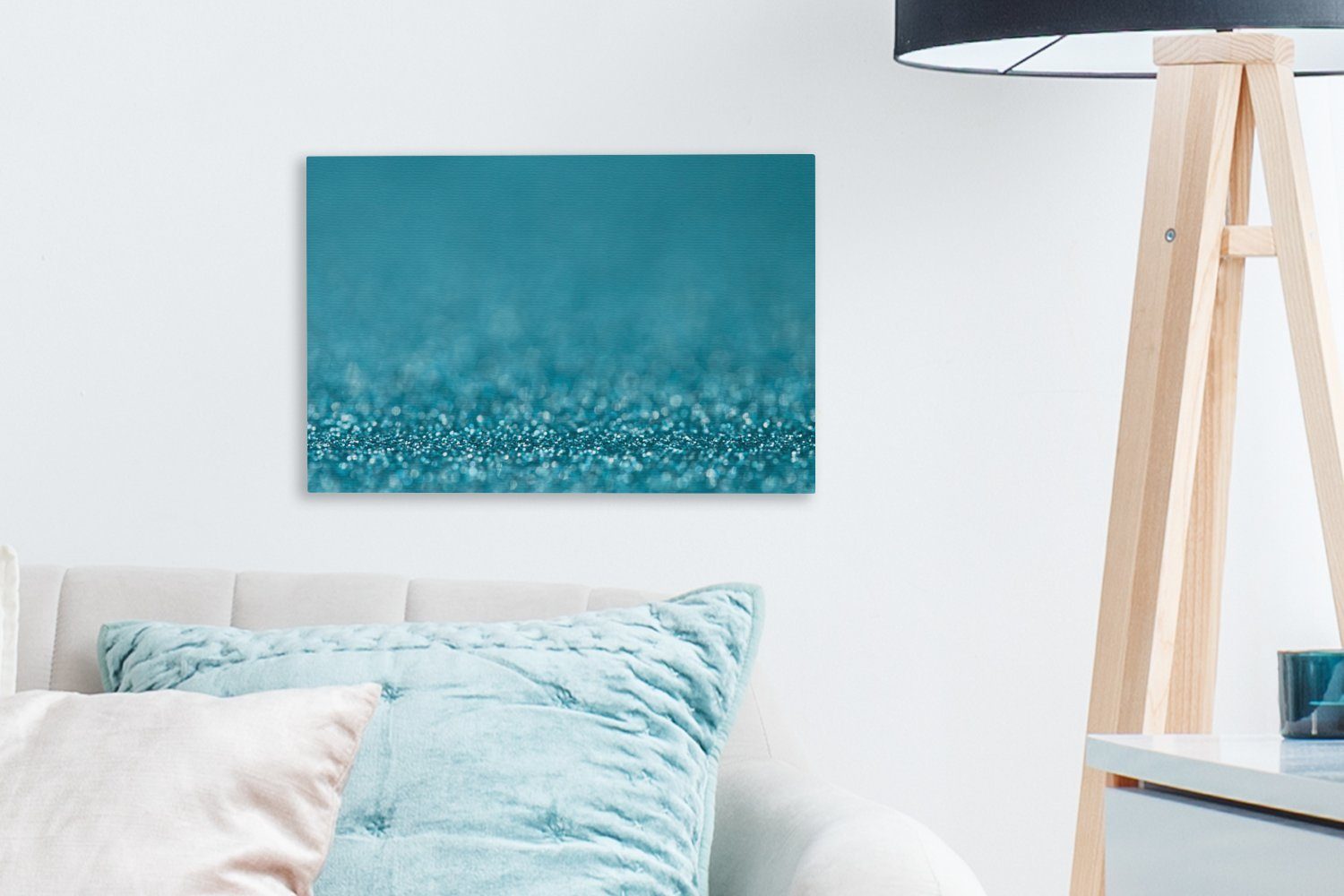 OneMillionCanvasses® Leinwandbild Türkisfarbener Glitter, Fotodruck (1 St), Leinwand Bilder Klein, Wand Dekoration Aesthetic 30x20 cm – Bild 3 von 5