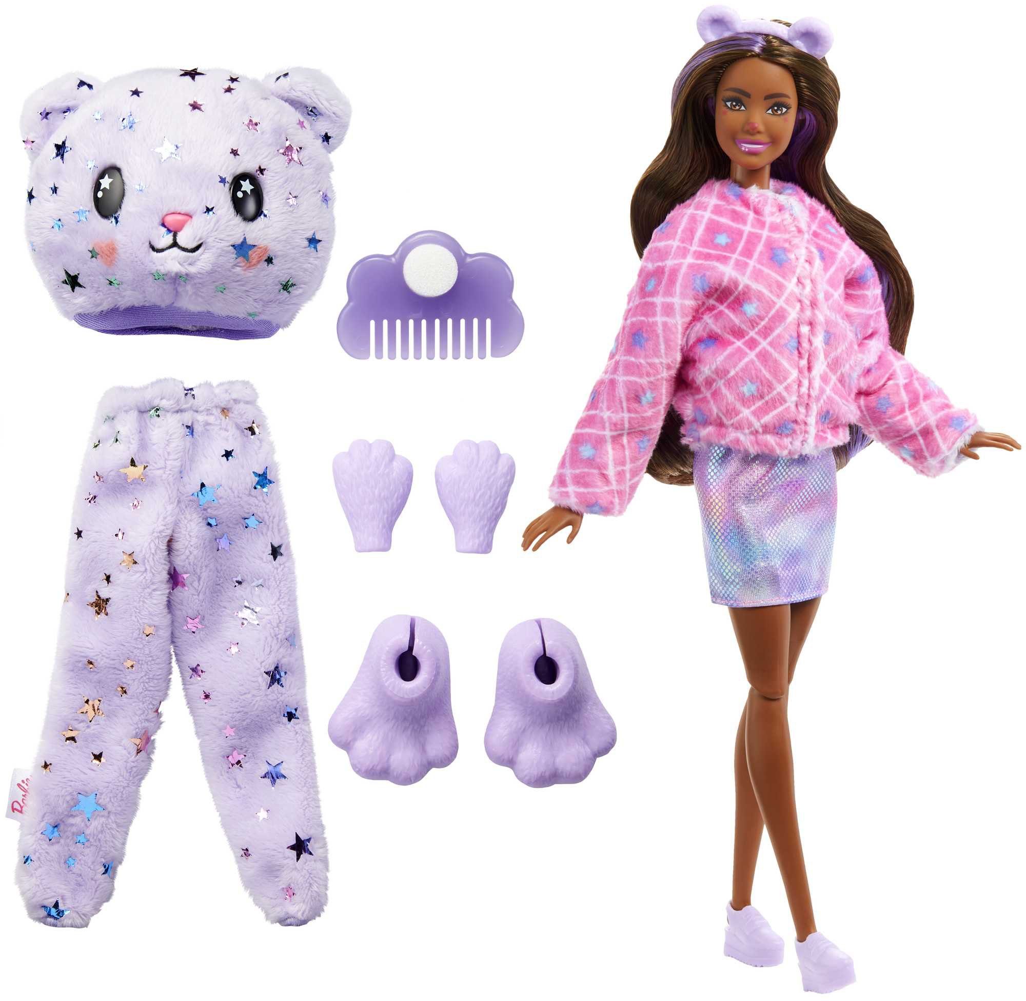 10 mit Cutie Reveal, Mattel® Teddy-Plüschkostüm Barbie und Anziehpuppe Überraschungen