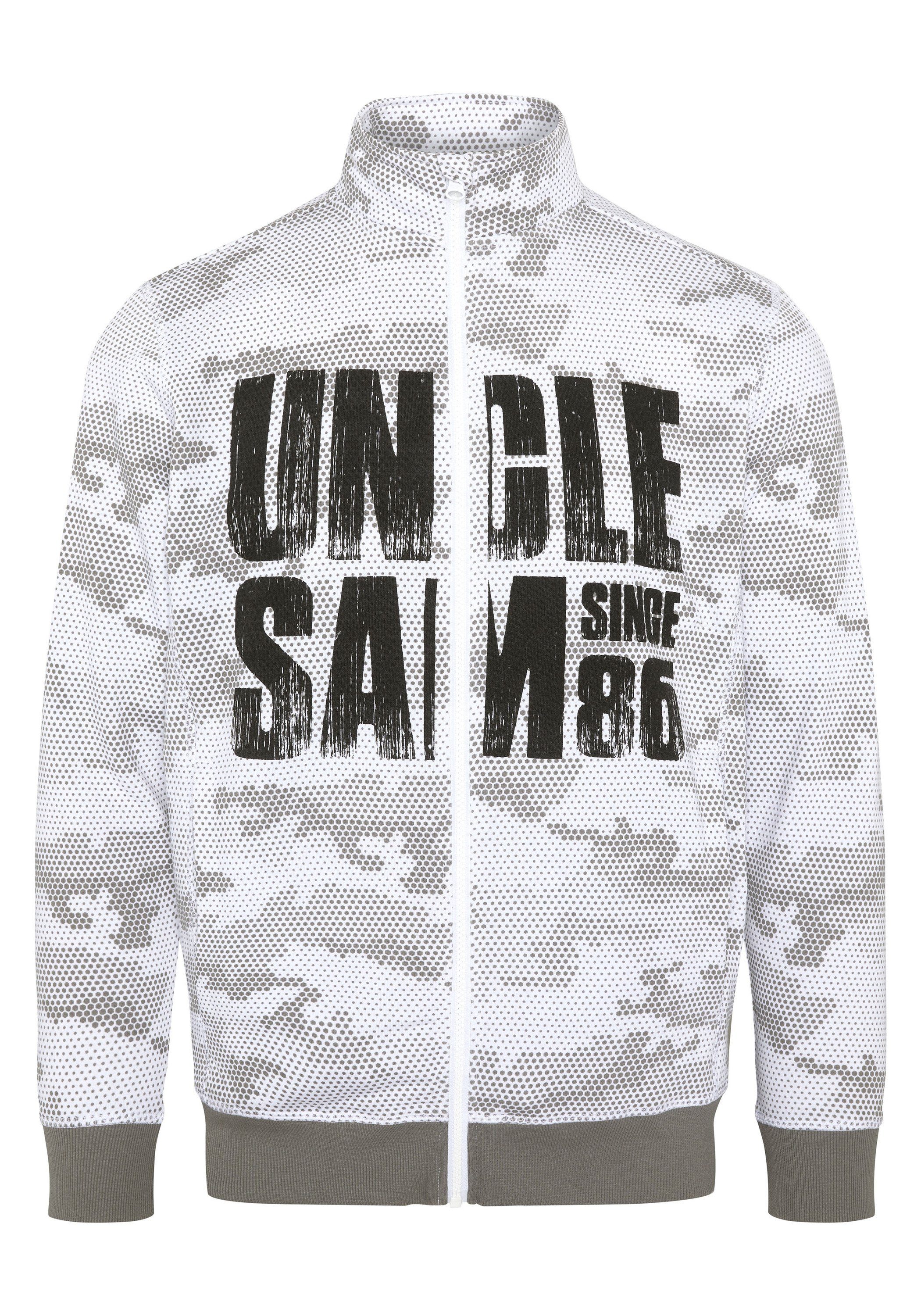 Uncle Sam Sweatjacke aus Baumwollmix 1075 White/Medium Grey