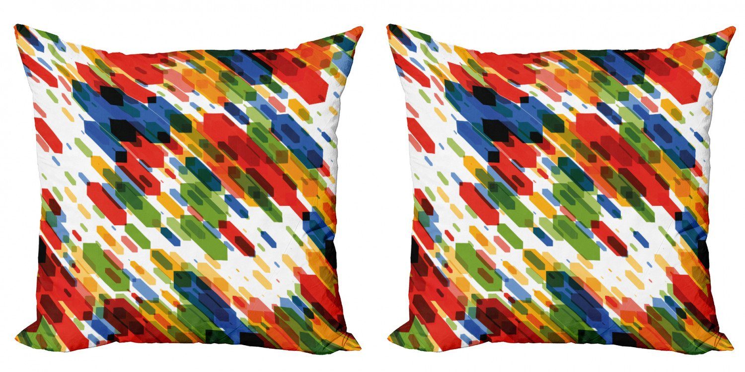 Kissenbezüge Modern Accent Doppelseitiger Digitaldruck, Abakuhaus (2 Stück), Kunst Diagonal Geometrische Vibrant
