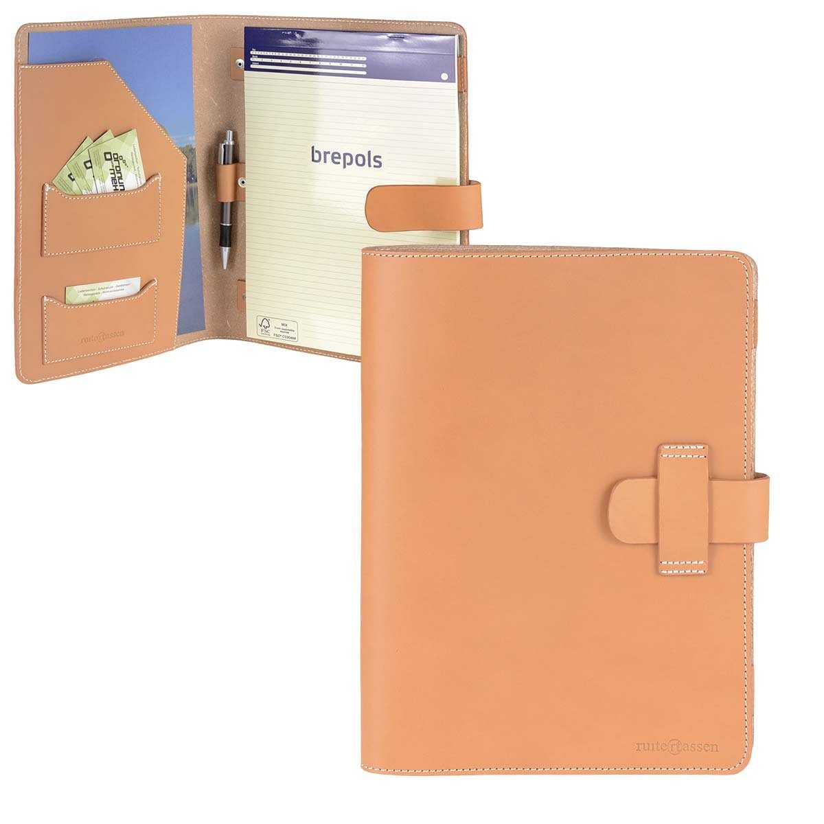 Ruitertassen Schreibmappe Classic, Konferenzmappe, Notizmappe, dickes rustikales Leder, A4 Format