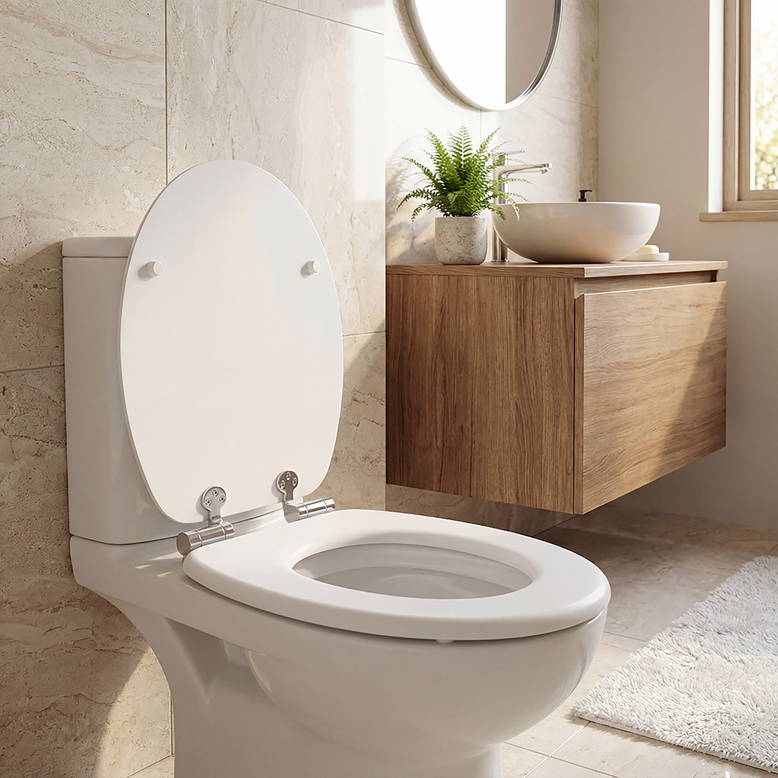 relaxdays WC-Sitz Toilettendeckel mit Absenkautomatik, weiß