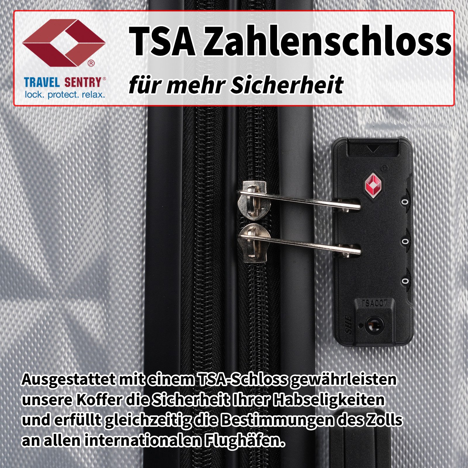 Weissmantel Kofferset 5er Koffer Set Hartschalenkoffer Kofferset XL Bordgepäck Handgepäck, (Suitcase 5 teilig Rollkoffer, Hartschalenkoffer Set, Reisekoffer, Kofferset, Koffer Set, Tolley Set)